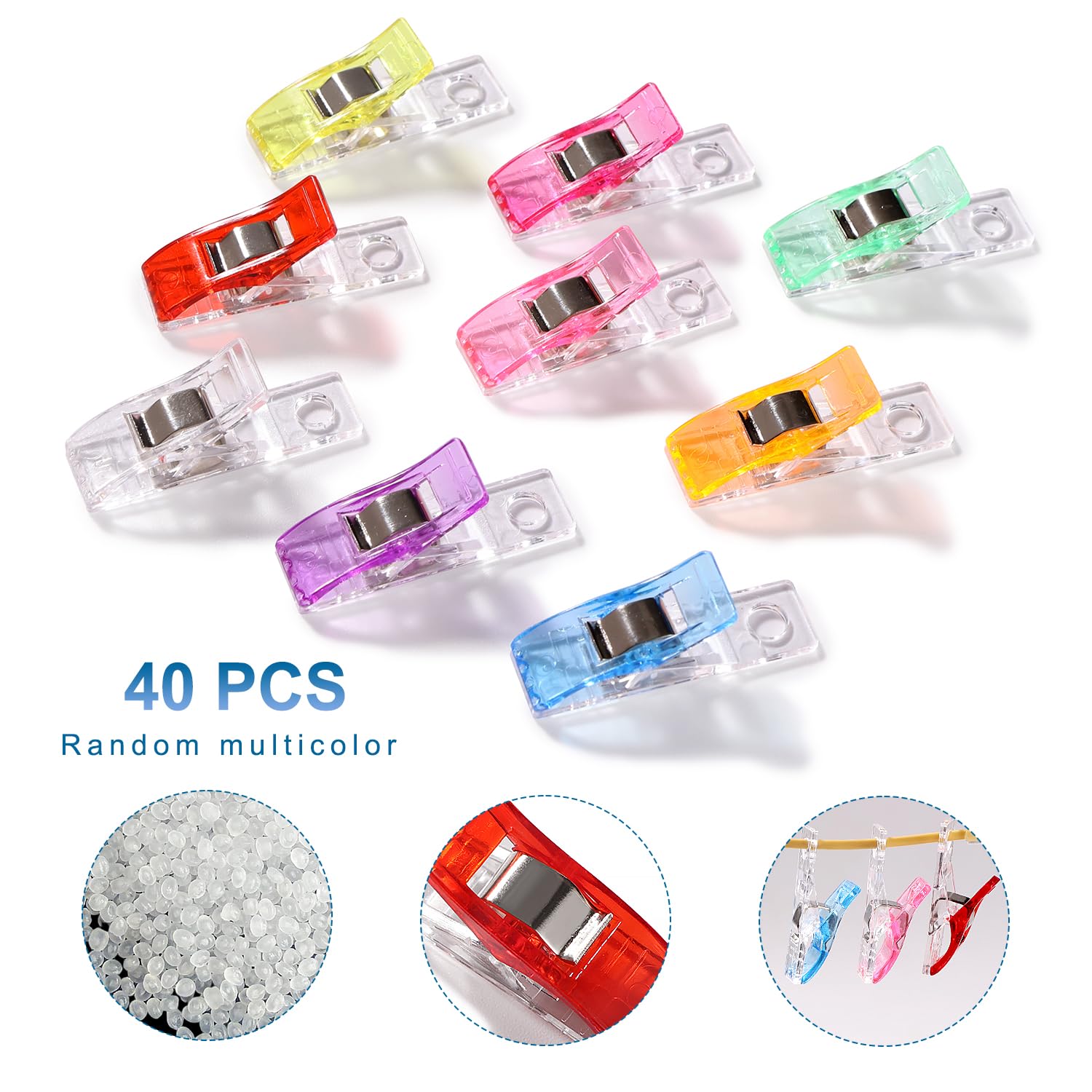VooGenzek 40 PCS 3.6x1x1.5 cm Sewing Clips, Plastic Quilting Crafting Clips, Fabric Clips, Wonder Clips, Patchwork Clips - Image 3