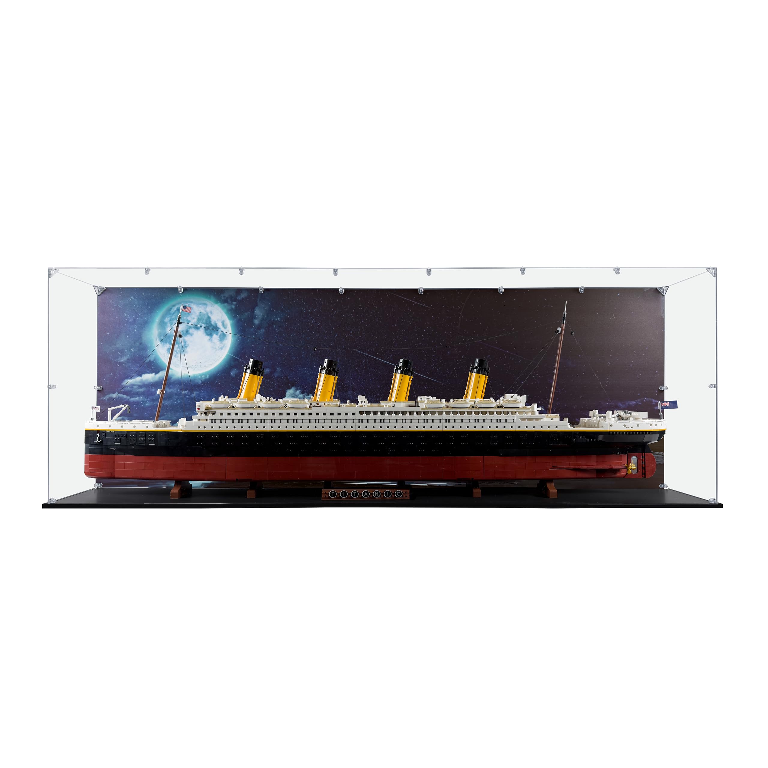 Acrylic Display Case Compatible for Lego Titanic #10294 (Painted Background), Dustproof Display Case (Case Only) (Lego Sets are NOT Included) (Frozen Sea)
