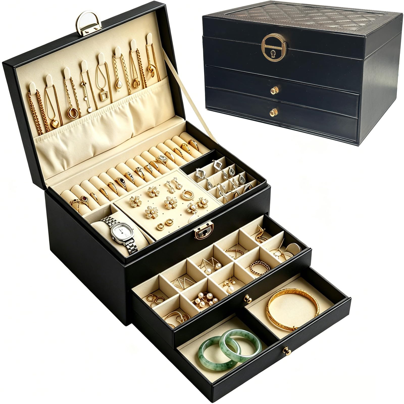 TempFoo Jewellery Box, Earrings Storage Organiser, Necklace Bracelet Boxes