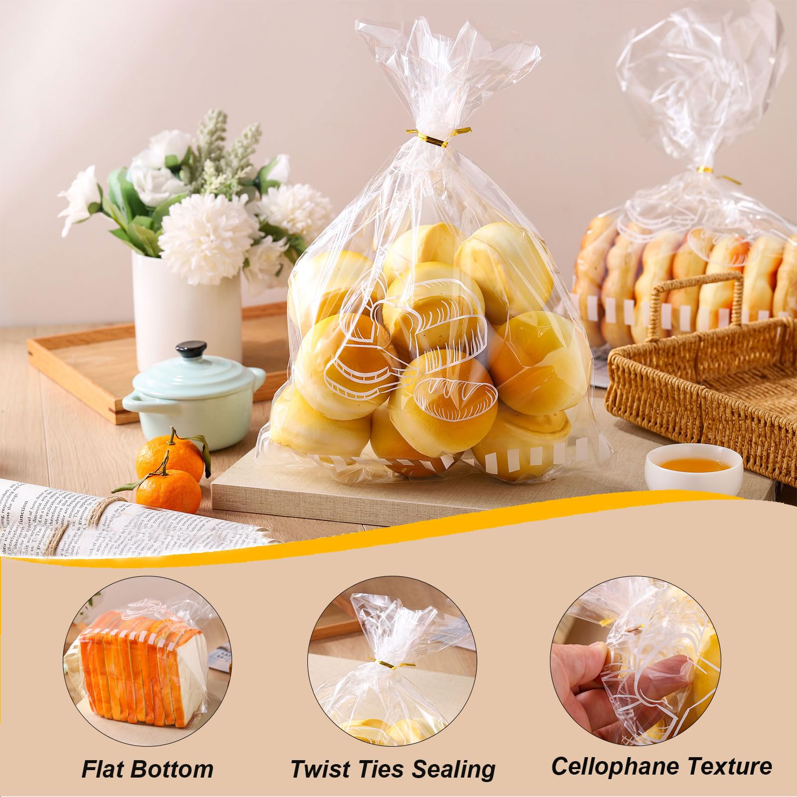 Bread Loaf Bags - Clear Cellophane for Homemade Bread -4