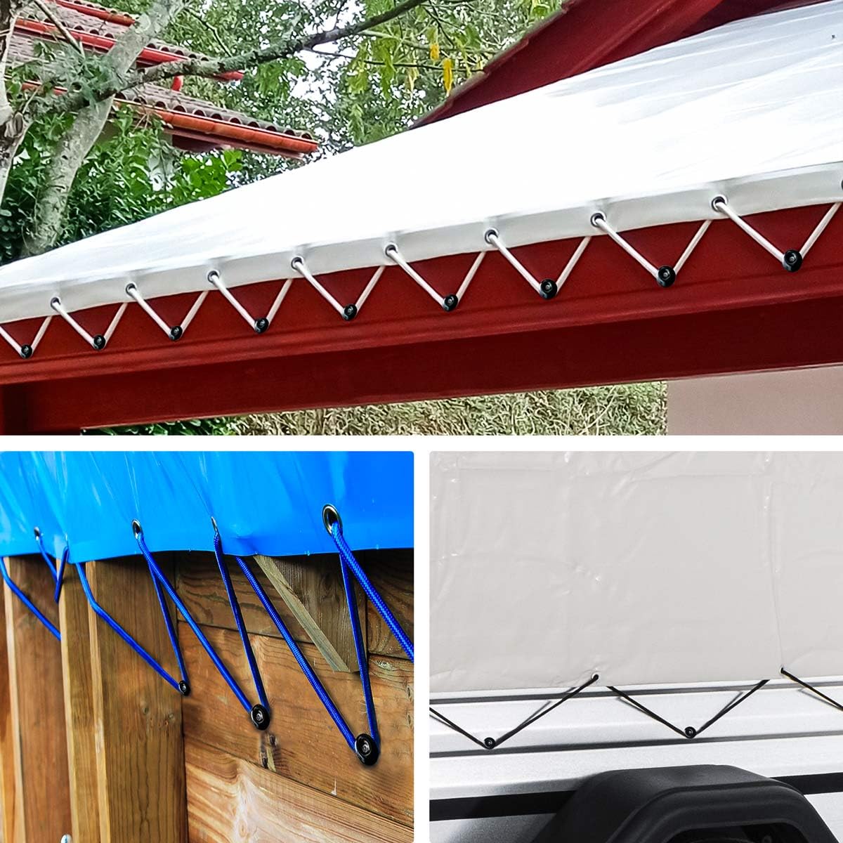 TECPLAST Lot de 60 Crochets Champignons pour bâche - Noir - CC60 - Crochet de Fixation bâche - Pergola, Piscine, Remorque
