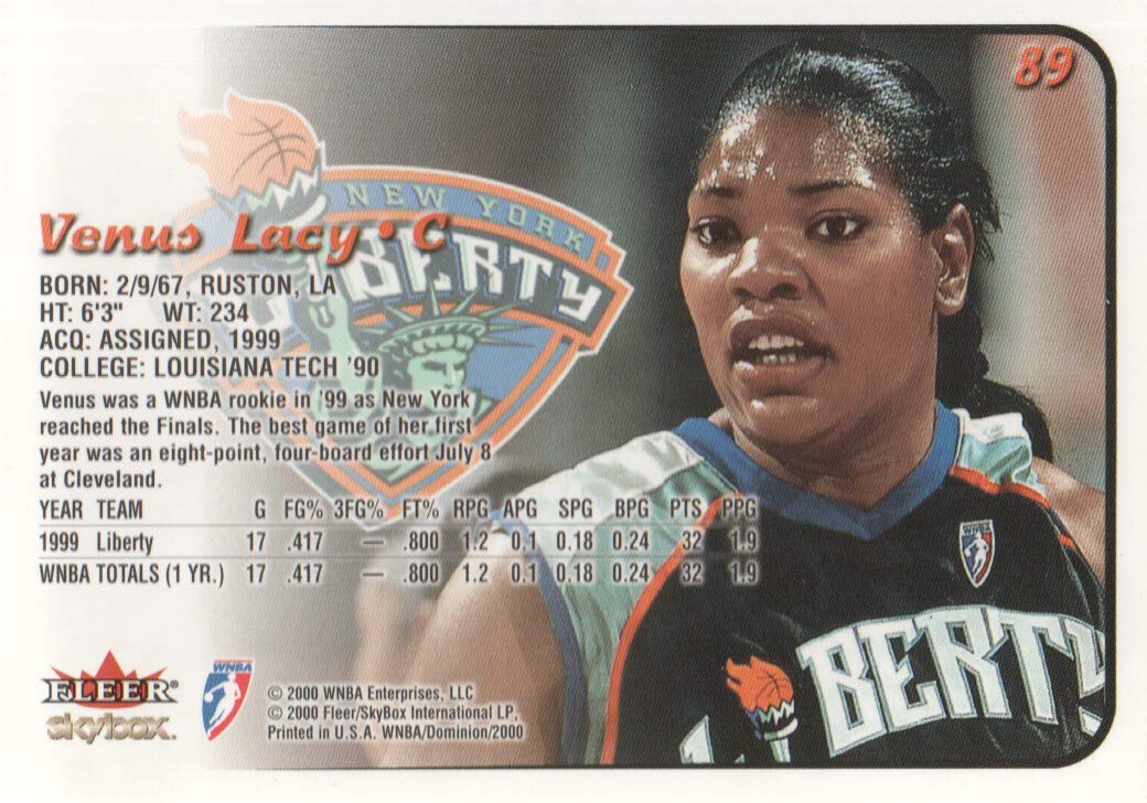 VIP1999 VIP 2000 SUMMER カード　99 00 Amazon.com: 2000 SkyBox Dominion WNBA #89 Venus Lacy RC New York