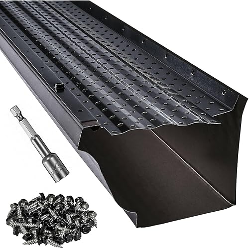 LeafTek Gutter Guards for Leaves 5" x 100' Black – Heavy-Duty Premium Aluminum Gutter Cover System with Vented Raised Ridge – DIY-Friendly Leaf Guard – USA Made – Lifetime Protection