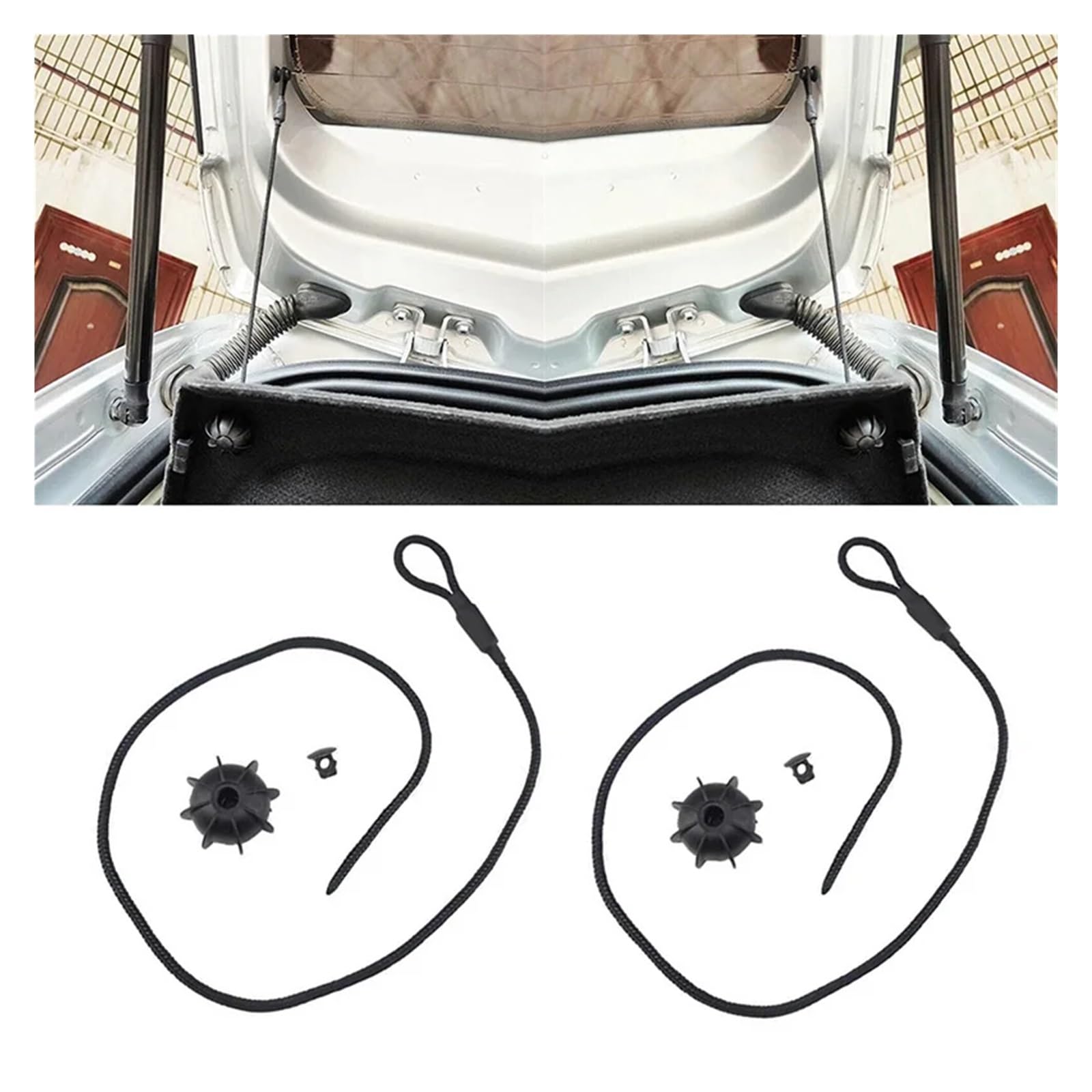 CordóN Bandeja Maletero Compatible con para Golf MK5 6 7 2006-2019 Puerta Trasera del Coche Maletero Paquete Estante Correa Cuerda Nylon Pieza De Repuesto 1K6863447A 1/2 Piezas(2pcs)