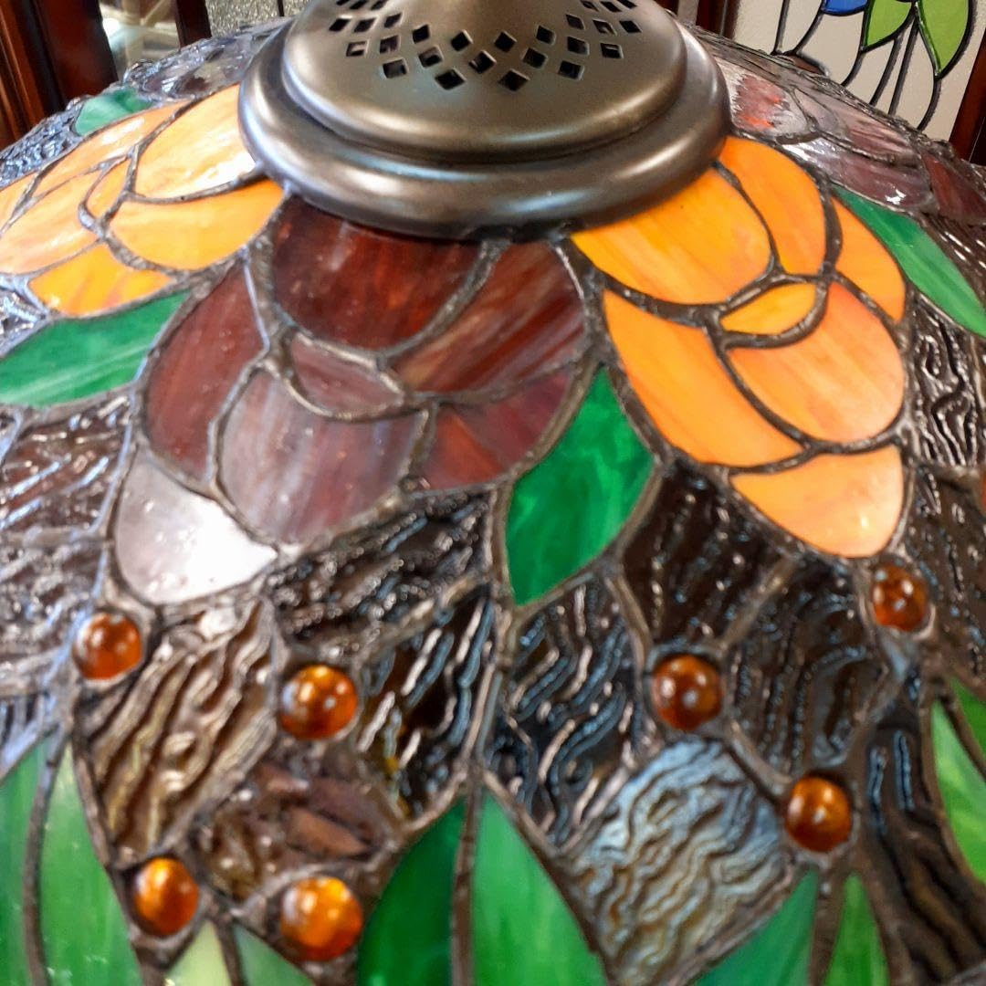 輸入雑貨 ティファニースタイル 大輪薔薇のステンドグラスランプ