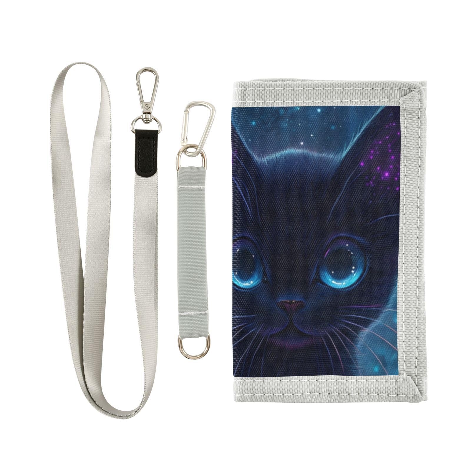 FOLIOSA Kids Wallet for Boys Girls Fairy Cat Print Youth Wallet with Zipper Pocket Card Holders, Novelty Wallet 4.9×2.9 in