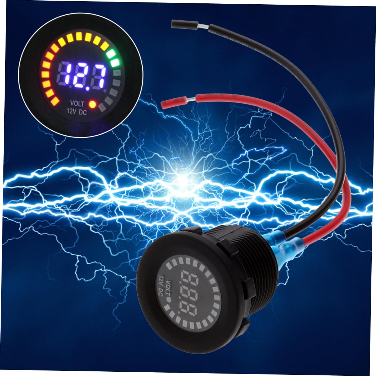 Gatuida 3 Piezas voltímetro para coche voltimetro digital voltímetro digital electrónico automático eléctrico del coche LED para e