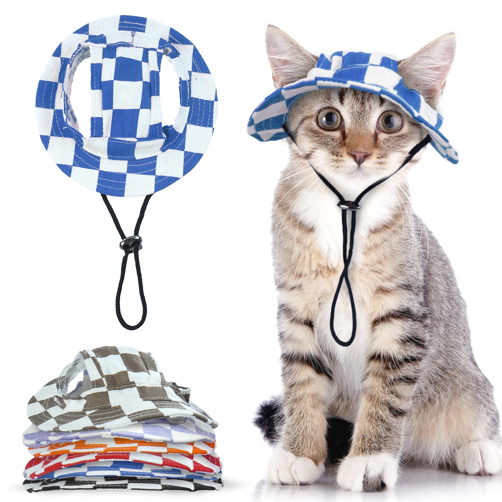 QBLEEV Cat Hats for Cats Only, Sphynx Hat with Ear Hole, Kitten Headwear Mini Sun Sombrero Caps, Summer Cat Cowboy Hats, Pet Chihuahua Sunscreen