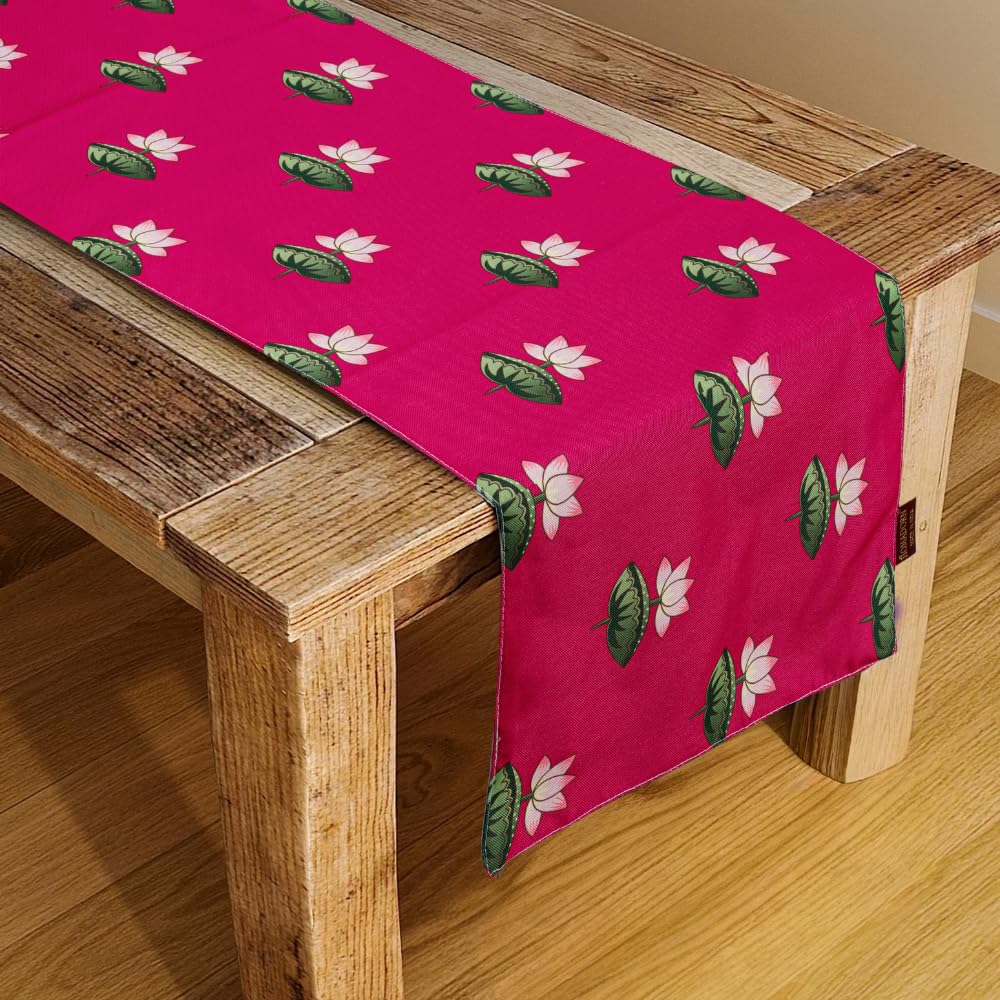 HOMADORN Premium Digital Printed Table Runner – Double Layered Durable Fabric, Elegant Dining & Coffee Table Decoration, Fade-Resistant Prints, Easy Care (13X60 Inches ( 4 Seater), Lotus Bloom)-image-18