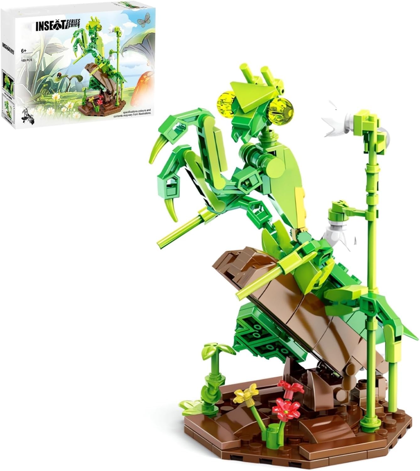 Bee Flower Building Block Set, Creative Insect Flower Kits Toys for Office Home Decor, Collection DIY Nature Display Models Gift for Insect Lovers Adults Boys Girls