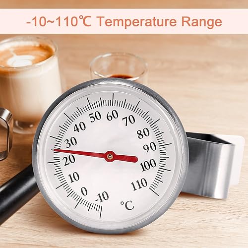 Miniatura 7 de Termómetro de espuma de leche, termómetro de bebida de 1.18 pulgadas, termómetro de leche espumosa de acero inoxidable de 7.6 pulgadas con clip