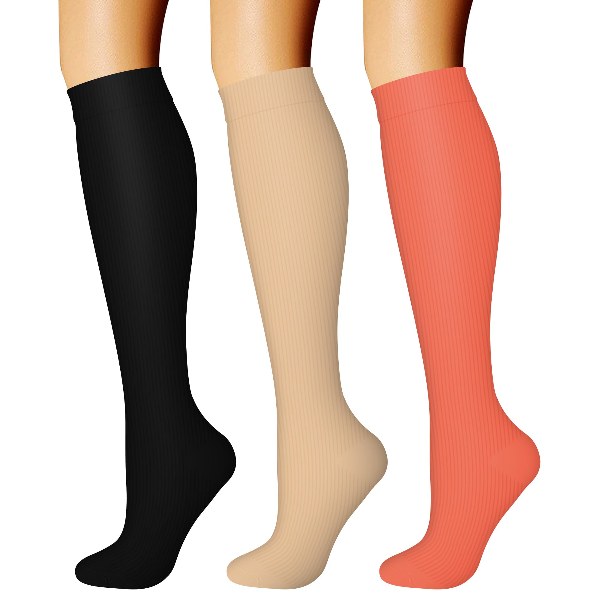 CHARMKING Compression Socks for Women &amp; Men Circulation (3 Pairs) 15-20 mmHg is Best Athletic for Running, Flight Travel, Support, Cycling, Pregnant - Boost Performance, Durability (L/XL,Multi 55)