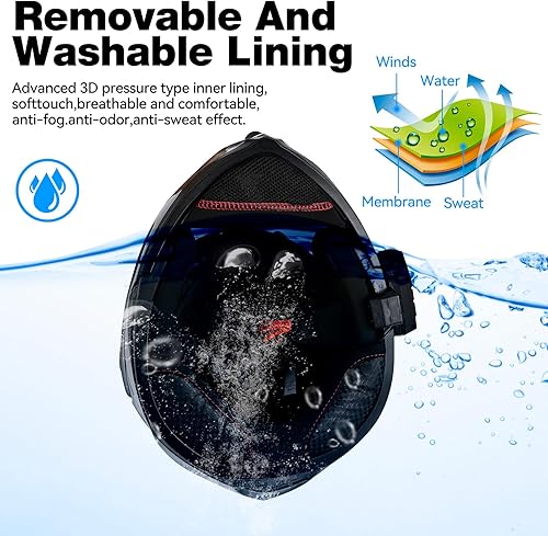 Miniatura 8 de Casco modular Bluetooth para motocicleta, aprobado por DOT, doble visera, abatible, de cara completa, con Bluetooth, casco de motocicleta integrado