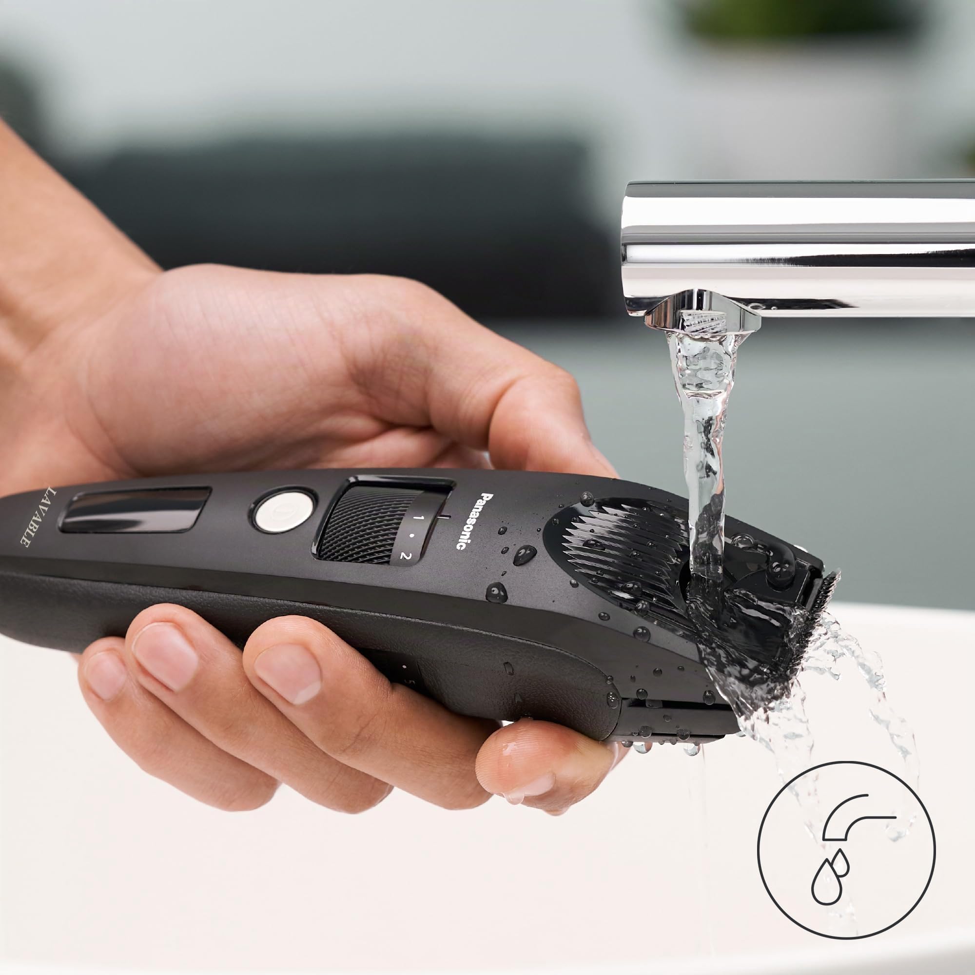 Panasonic ER-SB40-K803 Tondeuse à Barbe pour Hommes, Portable Sans Fil Étanche, 20 Réglages de Longueur, Lames Supérieures, Peigne, Fonctionnement Avec ou Sans Fil, Indicateur de Batterie LED, Noir