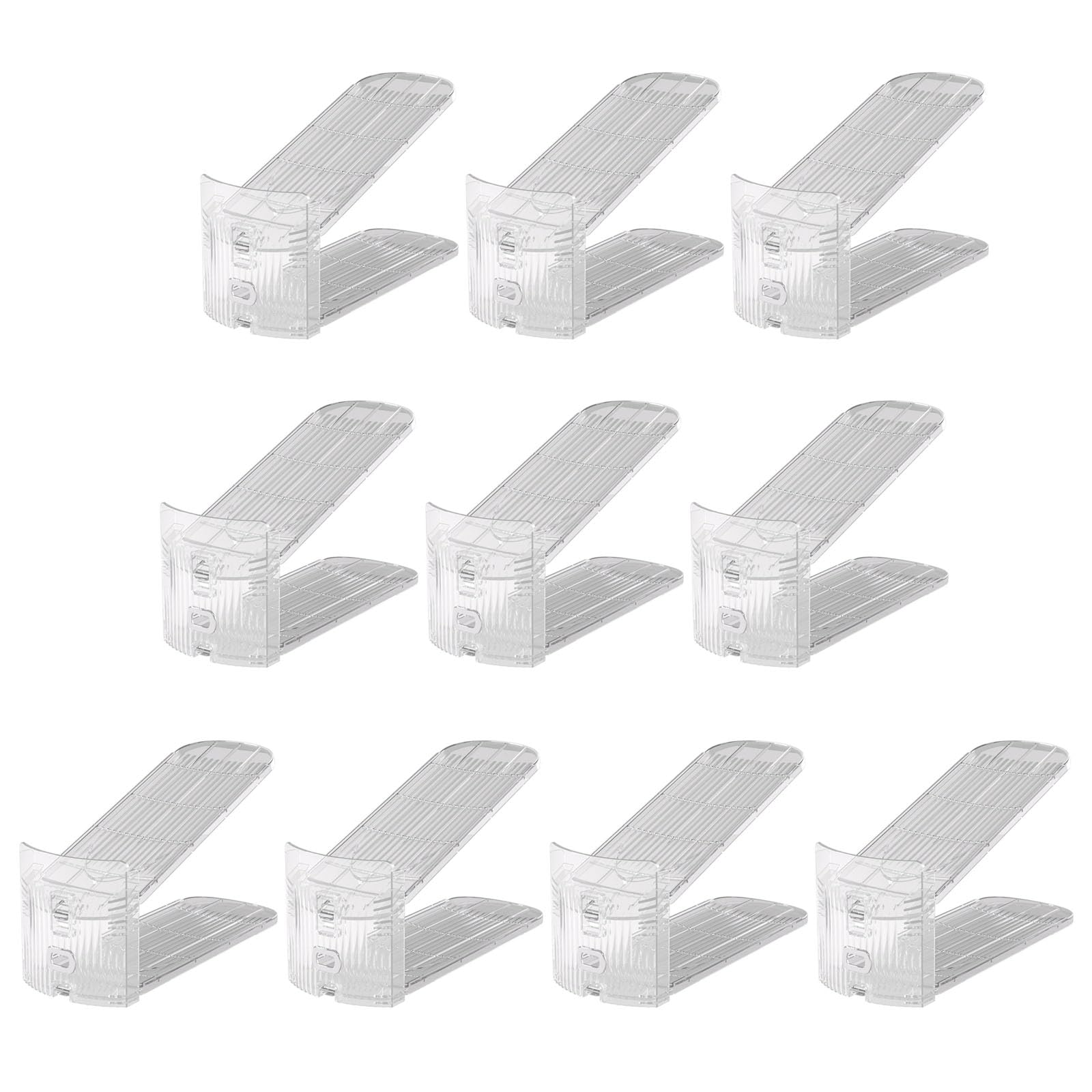 RAFGALDEX Of 10 Adjustable Organizers Closet Shoe Organizers Clear Stackable Adjustable Storage Rack Double Layer Slot