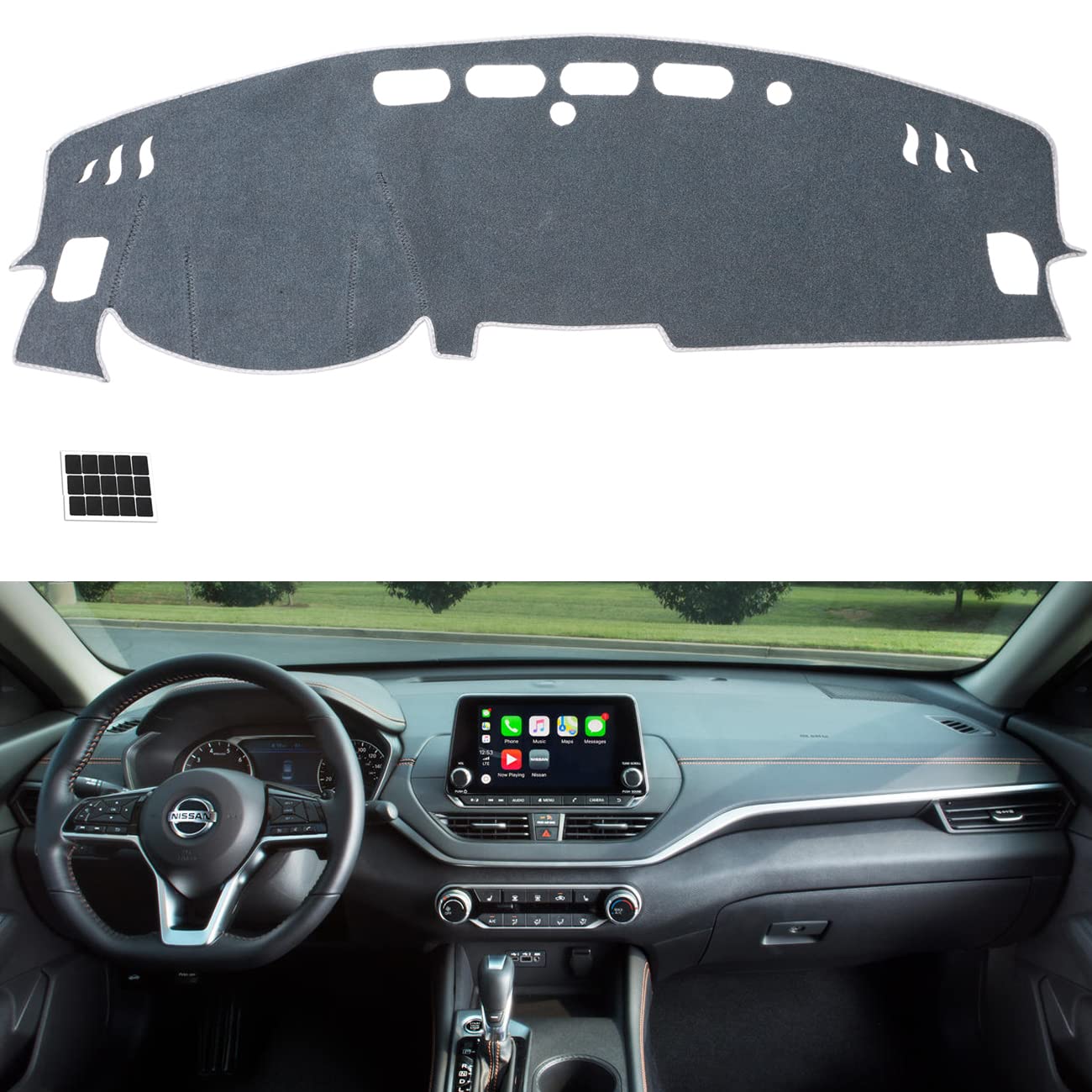 Dashboard Cover Fit for 2019 2020 2021 2022 2023 Nissan Altima Flannel Nonslip Car Dash Covers Board Mat Sunshade No-Glare and Slip Pad Carpet Sunshield Protector - Color Grey