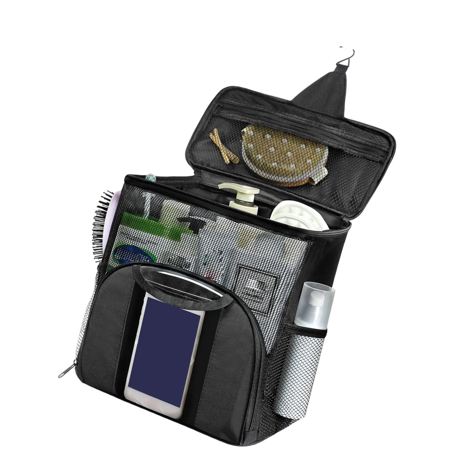 Whoasyst Foldable Toiletries Holder with Waterproof Design and Extra Side Compartments for Daily Use Foldable Shower Planner