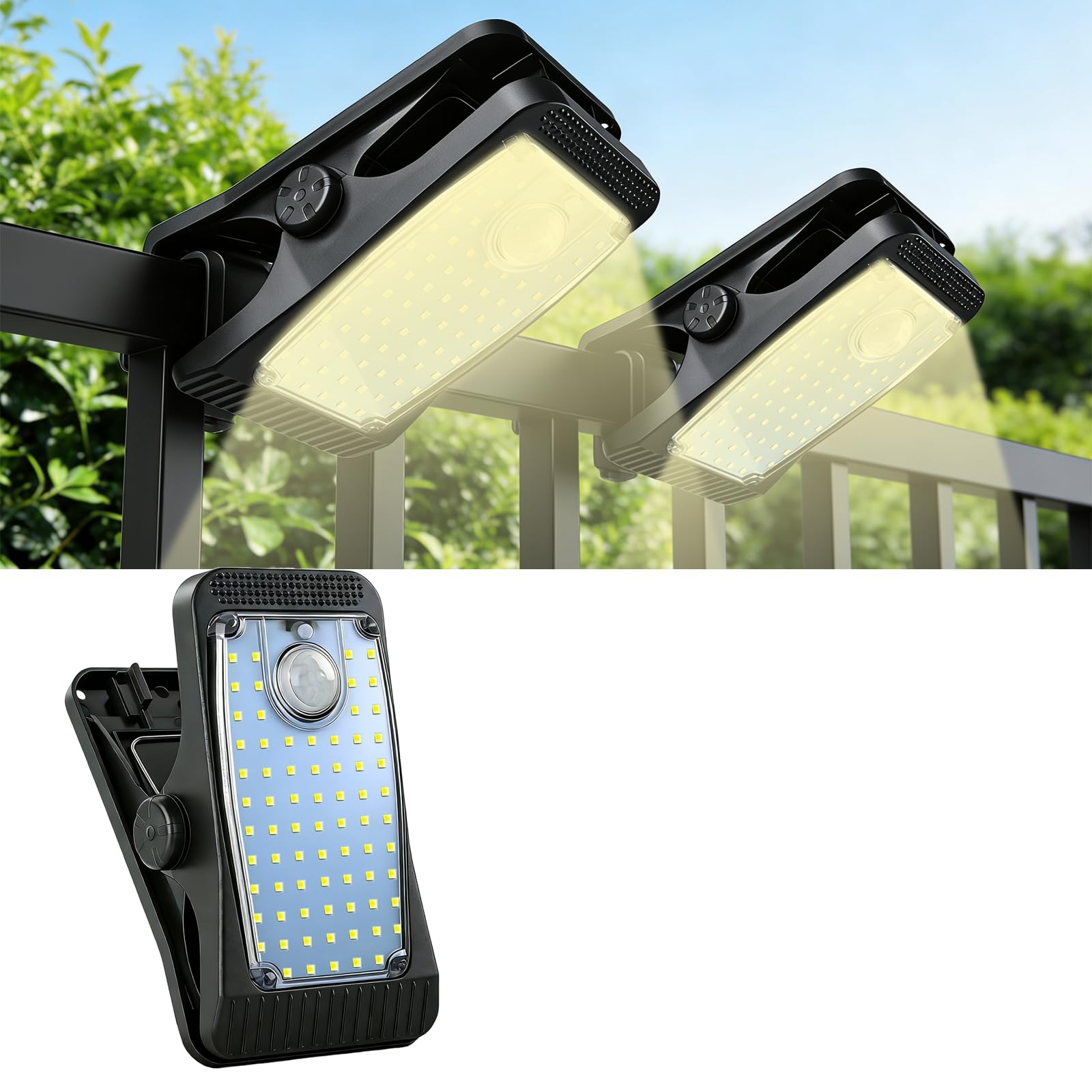 Hqynss Solarlampen für Außen mit Bewegungsmelder, 1500 mAh Solarleuchten für Außen LED Solar Lampe Outdoor Ideal für Terrasse, Veranda, Garage, Hof, Straßen, (Wärme 1er-Pack)