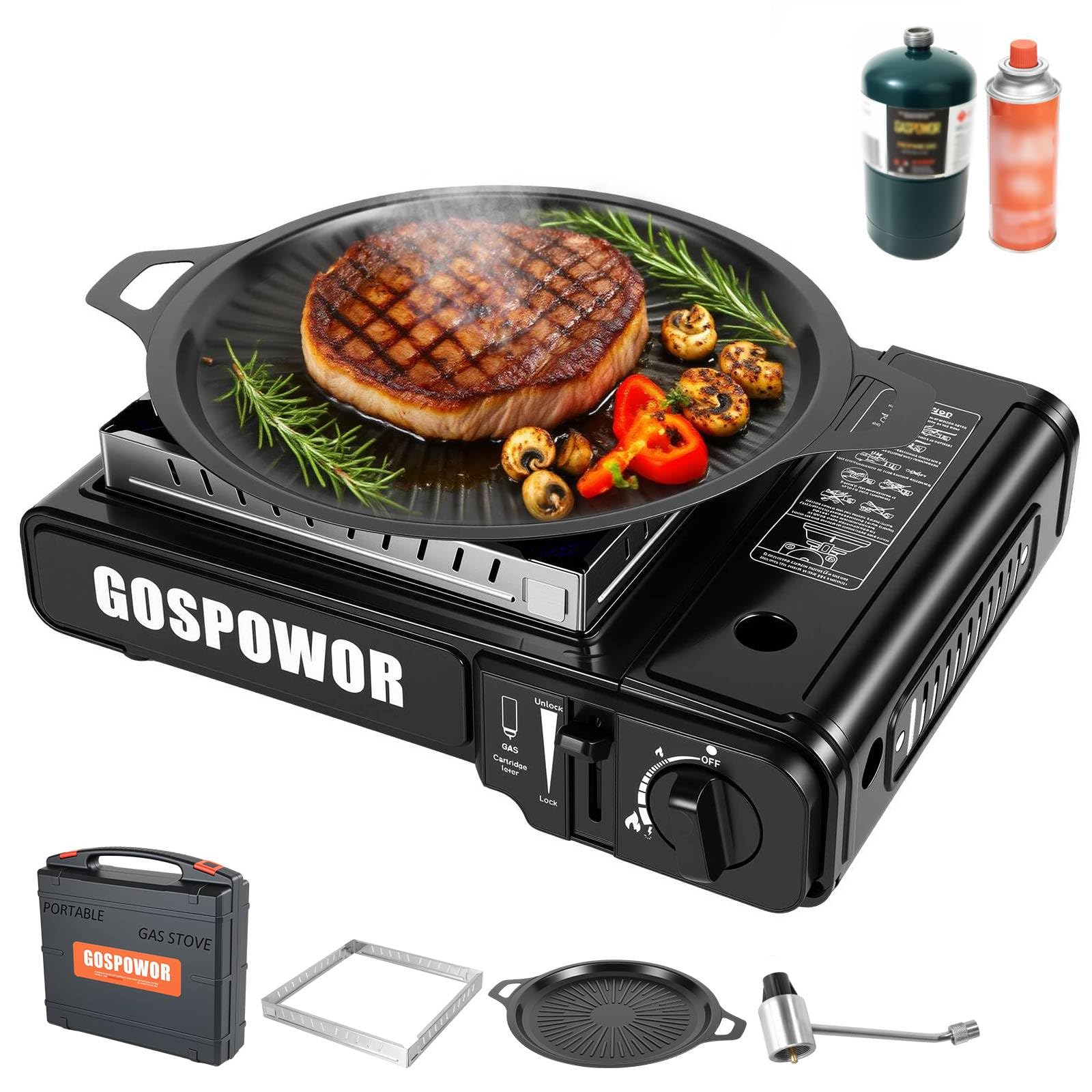 G0SPOWOR Propane or Butane Stove with Griddle