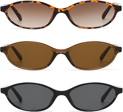 NULOOQ Gafas de sol retro ovaladas estilo ojo de gato para mujer, Y2k, modernas, pequeñas, estrechas, de los años 90, gafas de sol de diseñador