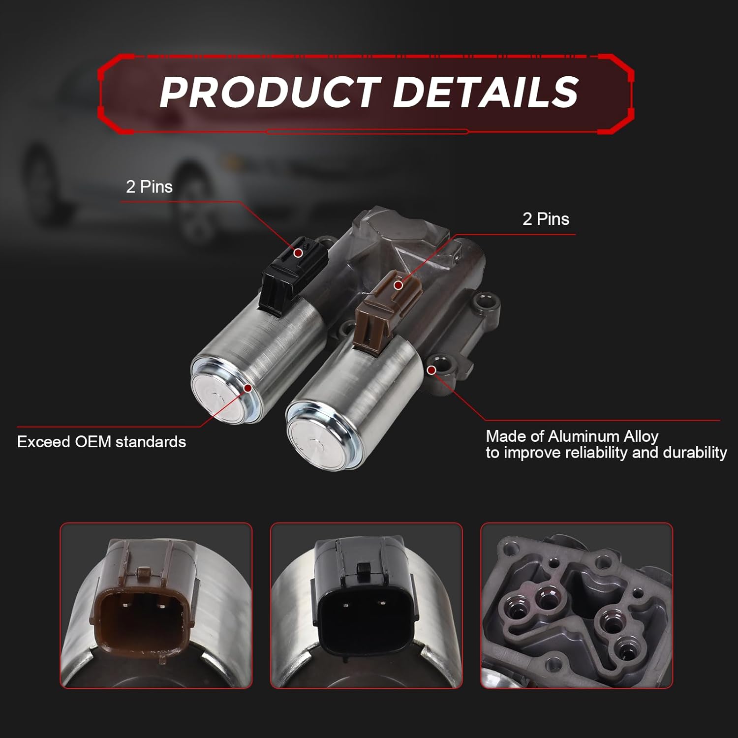 28260-RPC-004 Transmission Dual Linear Shift Solenoid Compatible with 2006-2011 Honda Civic 1.8L L4 2007 2008 Honda Fit 1.5L L4 Replaces 28260RPC004