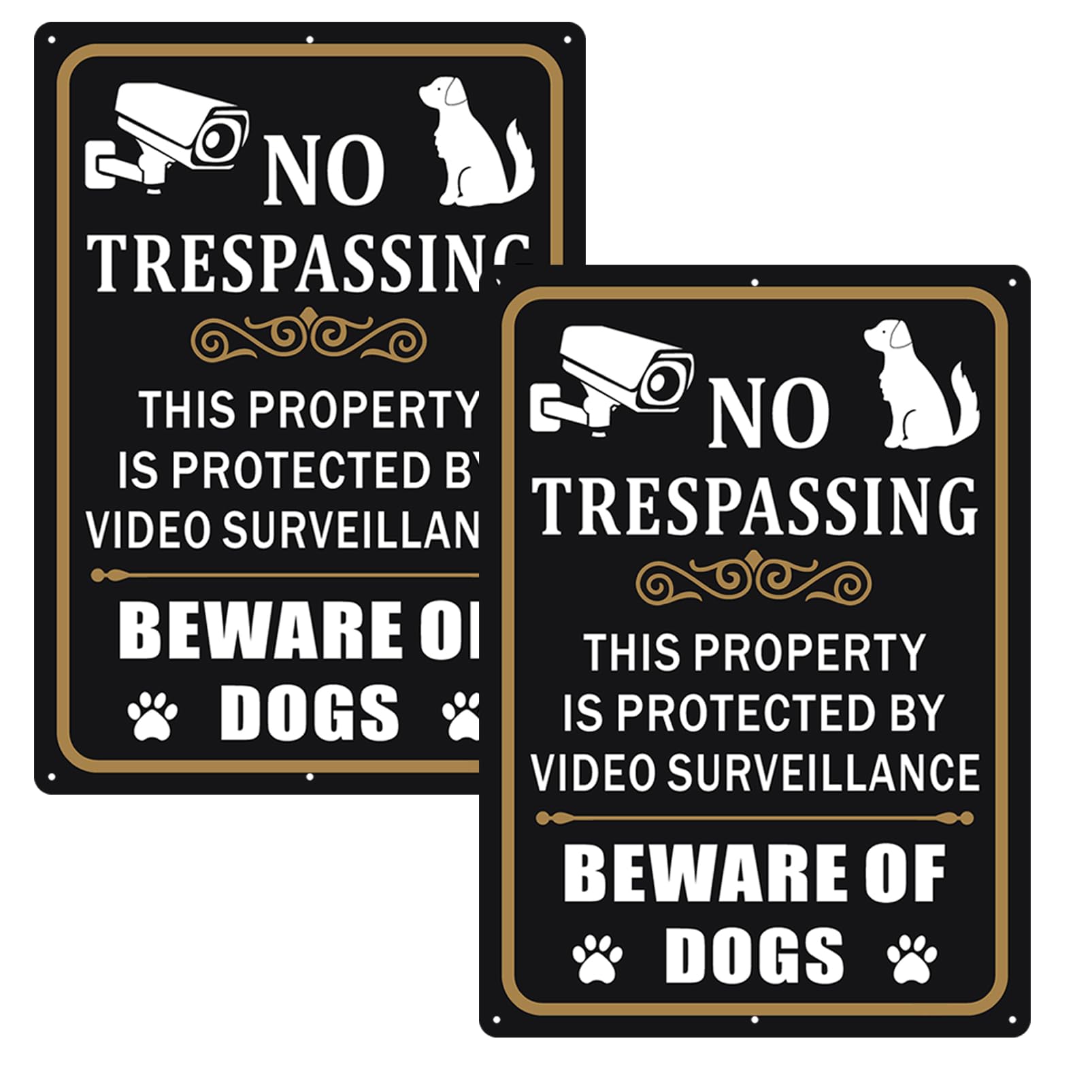 Clotide 2 Pack Beware of Dogs Sign, 10" x 14" Rust Free Aluminum Metal No Trespassing Private Property Sign, UV Protected and Weatherproof, Durable