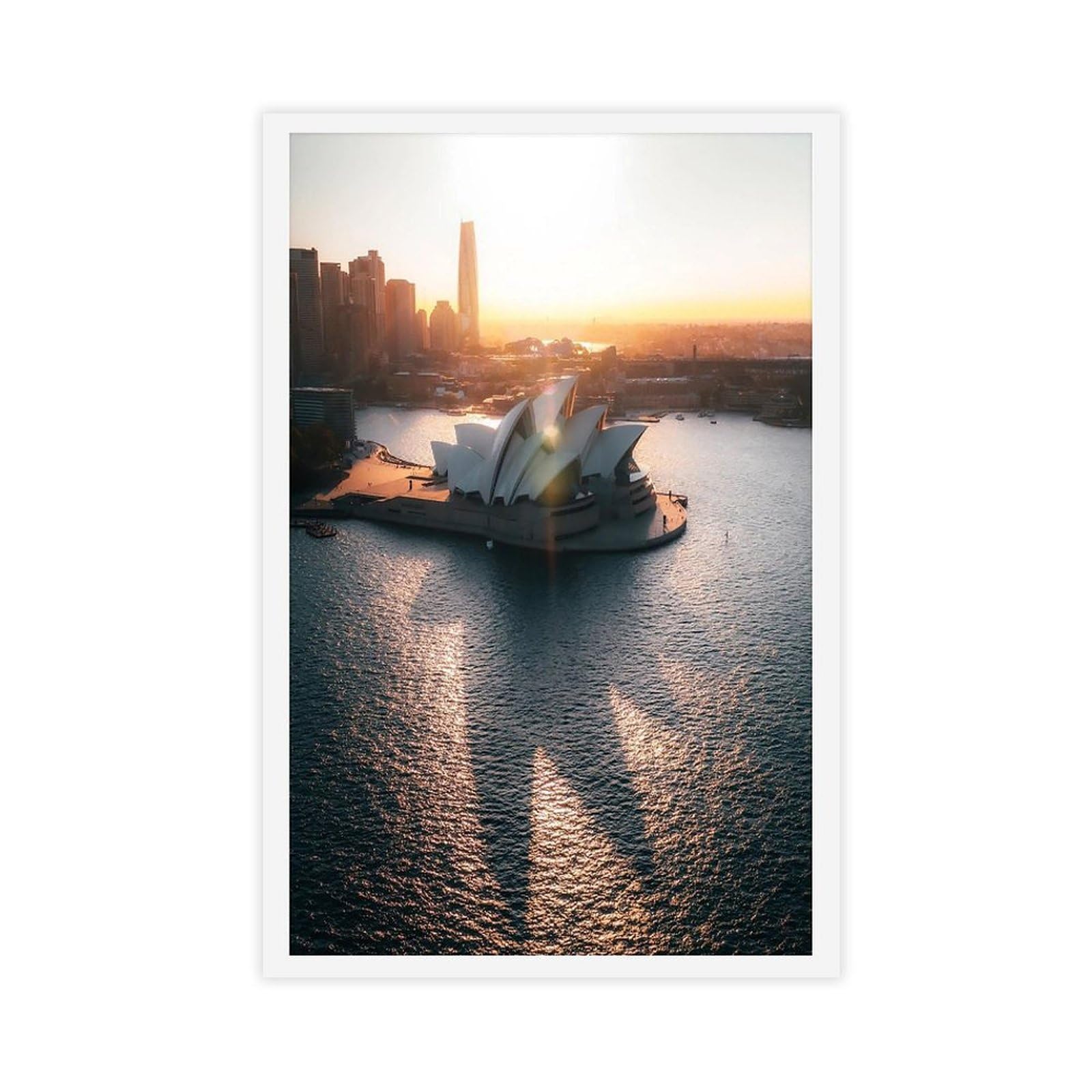 Heyanm Sydney Opera House Art Print Harbour Aerial View Canvas Poster Bedroom Office Room Decor Gift Unframe 20X30inch