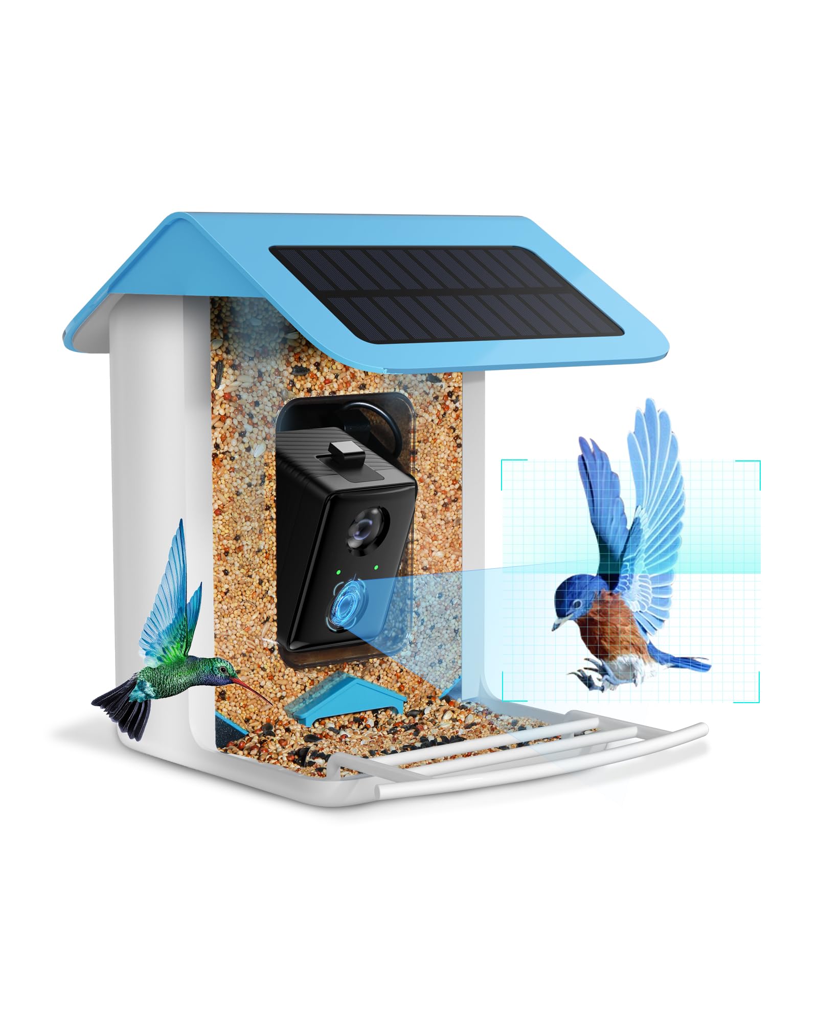 Ahig Smart Wireless Bird Feeder for Outdoor,1080P HD Wide Angle Camera,AI Identify 11000+ Bird Species,Real-time Notification,APP Control,Solar Panel Charging,64G TF Card, Ideal Gift for Bird Lovers