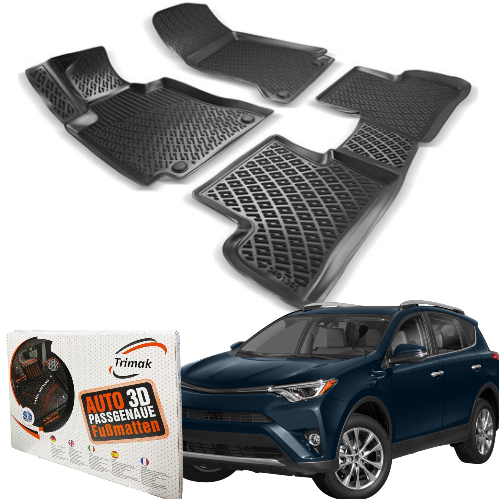 Gummimatten Gummi Fußmatten Für Toyota Rav 4 RAV4 2012-2017 4-Tlg Premium