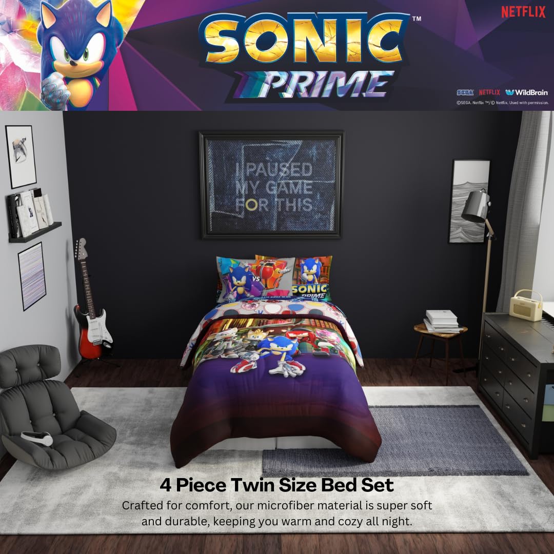 Copriletto Morbido Per Bambini Sonic, 101x127 Cm, In Tessuto Effetto Seta, Con Licenza Ufficiale, Regalo Per Piccoli Fan - 3