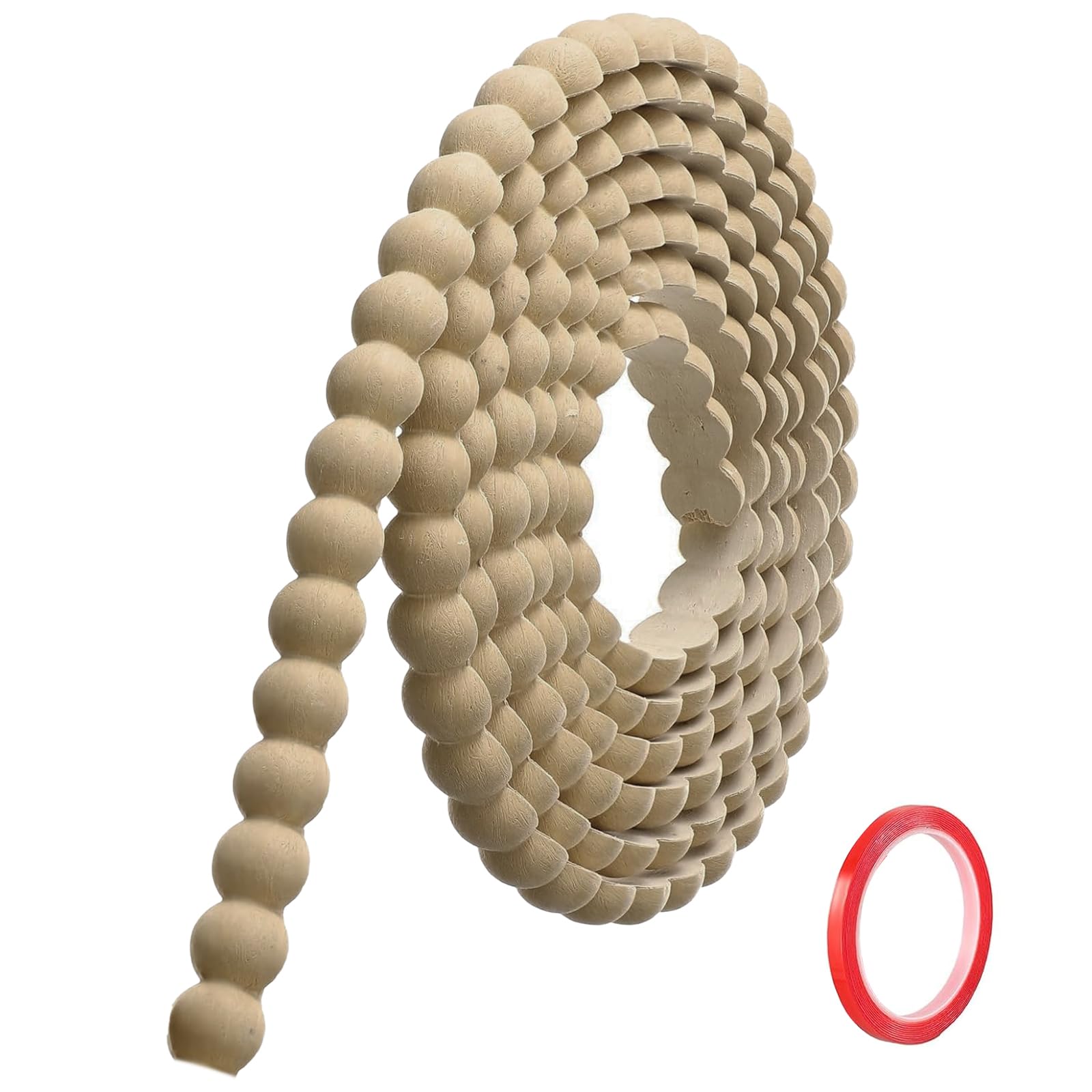 Molduras Decorativas Pared Madera (3M x 20mm) Molduras de Pared Autoadhesivas de PVC Flexibles y Pintables con Borde de Perlas 3D, Tiras Decorativas para Pared, Techo, Bordes