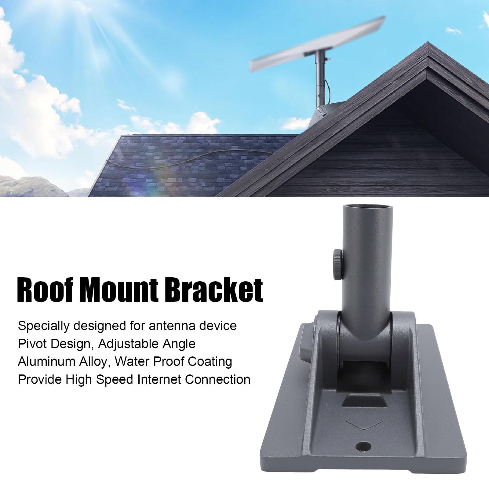 LAISANIM Aluminum Alloy Roof Mount Kit for Mini Antenna - Adjustable Pivot Bracket with IP67 Coating, Weatherproof for Satellite Dish & All Roof Types
