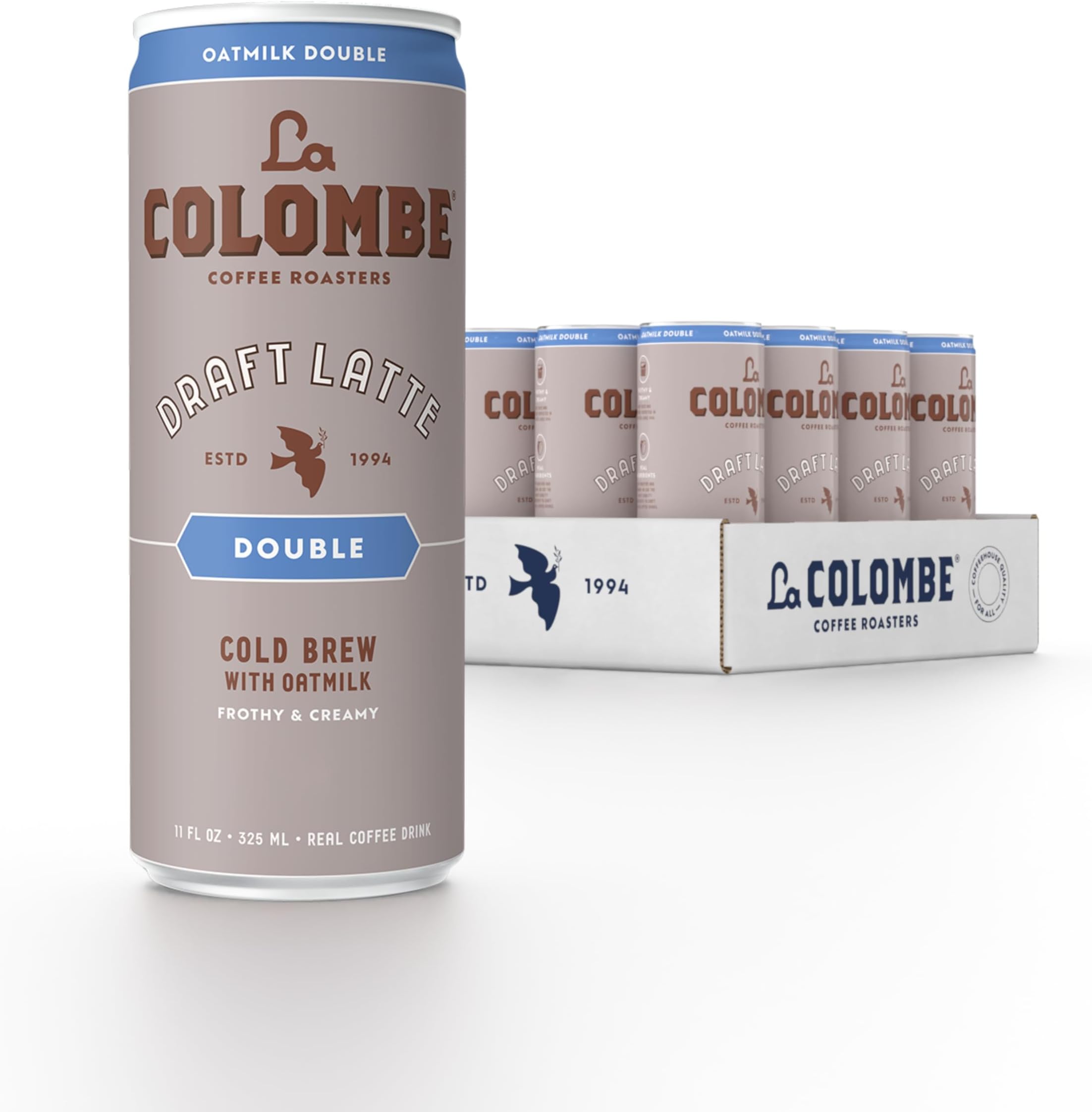 La Colombe Coffee, Oatmilk Double Latte, 11 fl oz Cans (Pack of 12), Coffeehouse Quality Cold Brew, Specialty Grade Coffee Beans, Ready-to-Drink On-the-Go