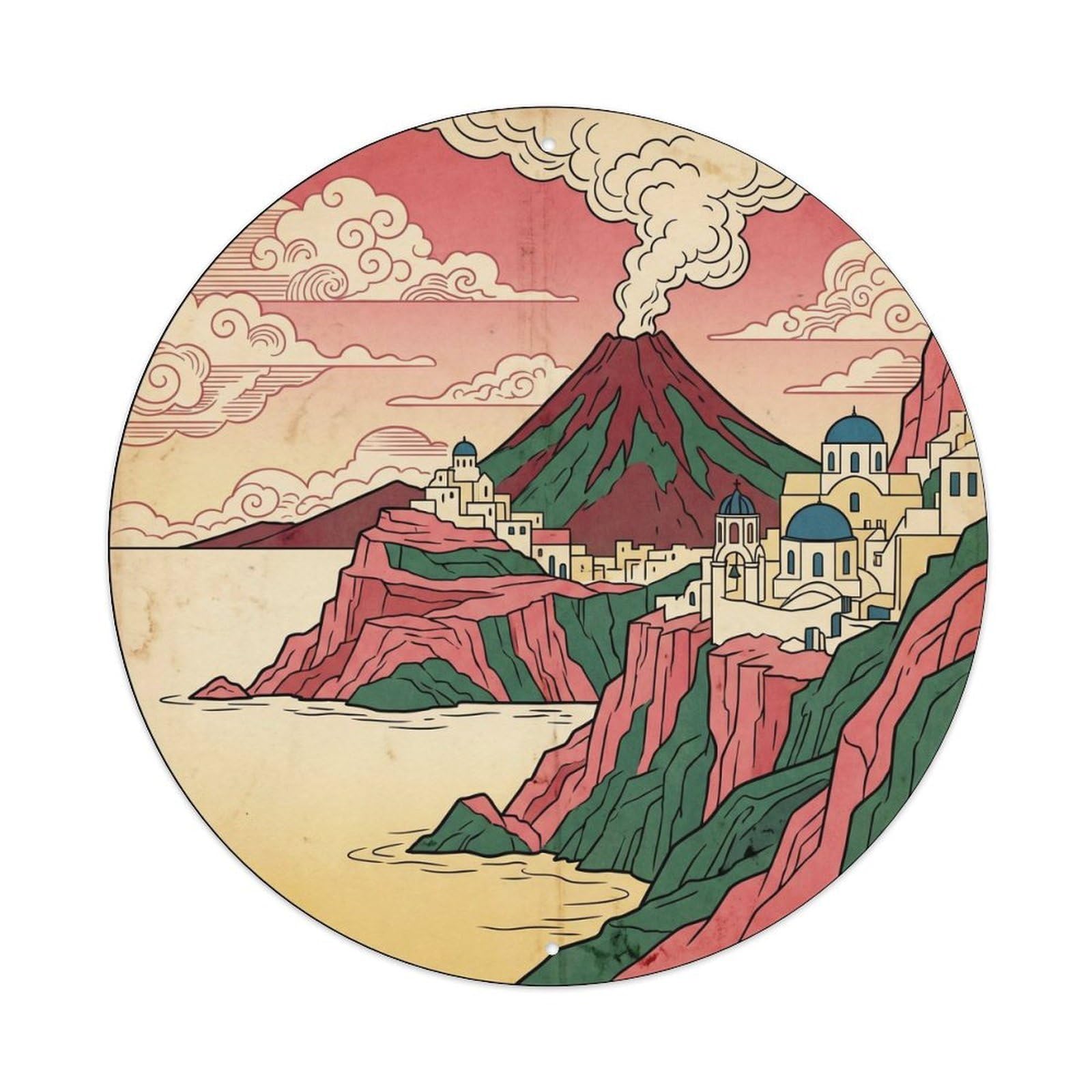 Volcanic Landscape Santorini Greece Greek Island Metal Tin Sign