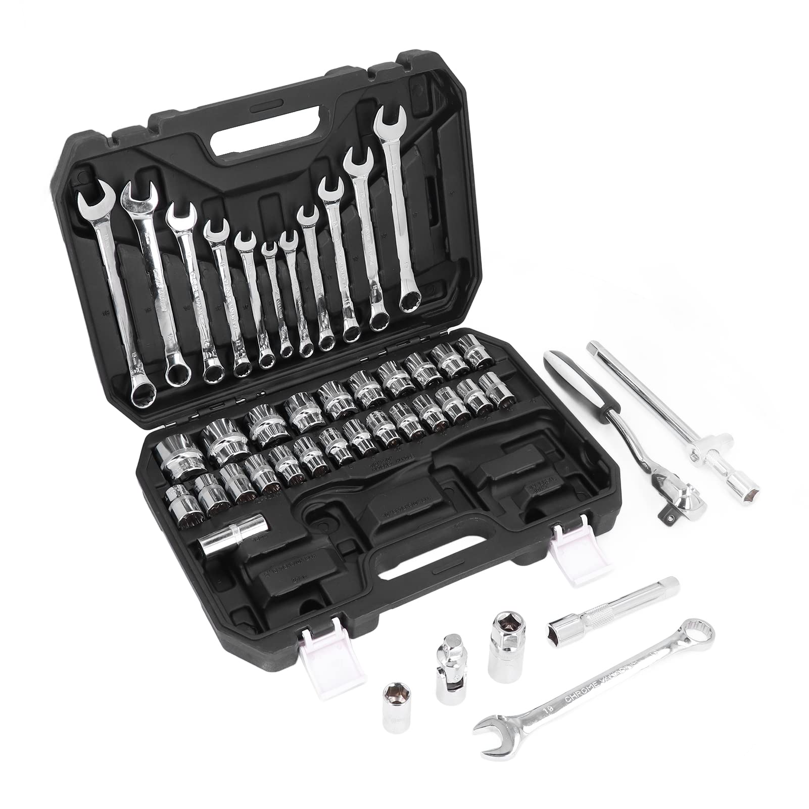Dioche Set di Chiavi a Bussola a Cricchetto da 44 Pezzi, Kit di Strumenti di Riparazione Auto Universale Multifunzione in Acciaio