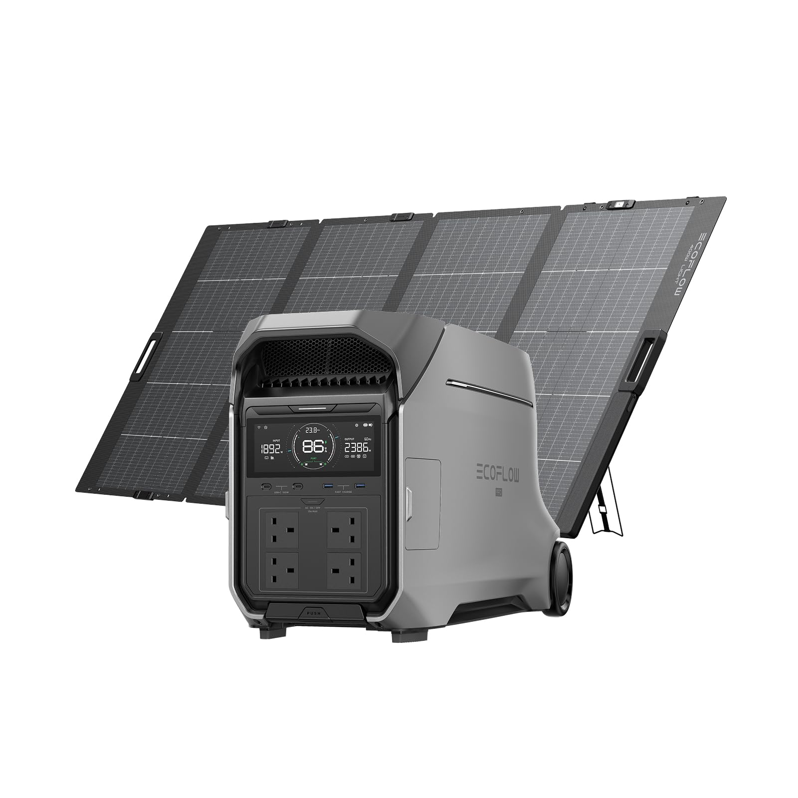 DELTA Pro 3 Portable Power Station & 400W Solar Panel, 4096Wh LFP Battery, Expandable to 12kWh, 230V 4000W AC Output, Solar Generator for Home Use, Camping Accessories, Power Outages, RVs