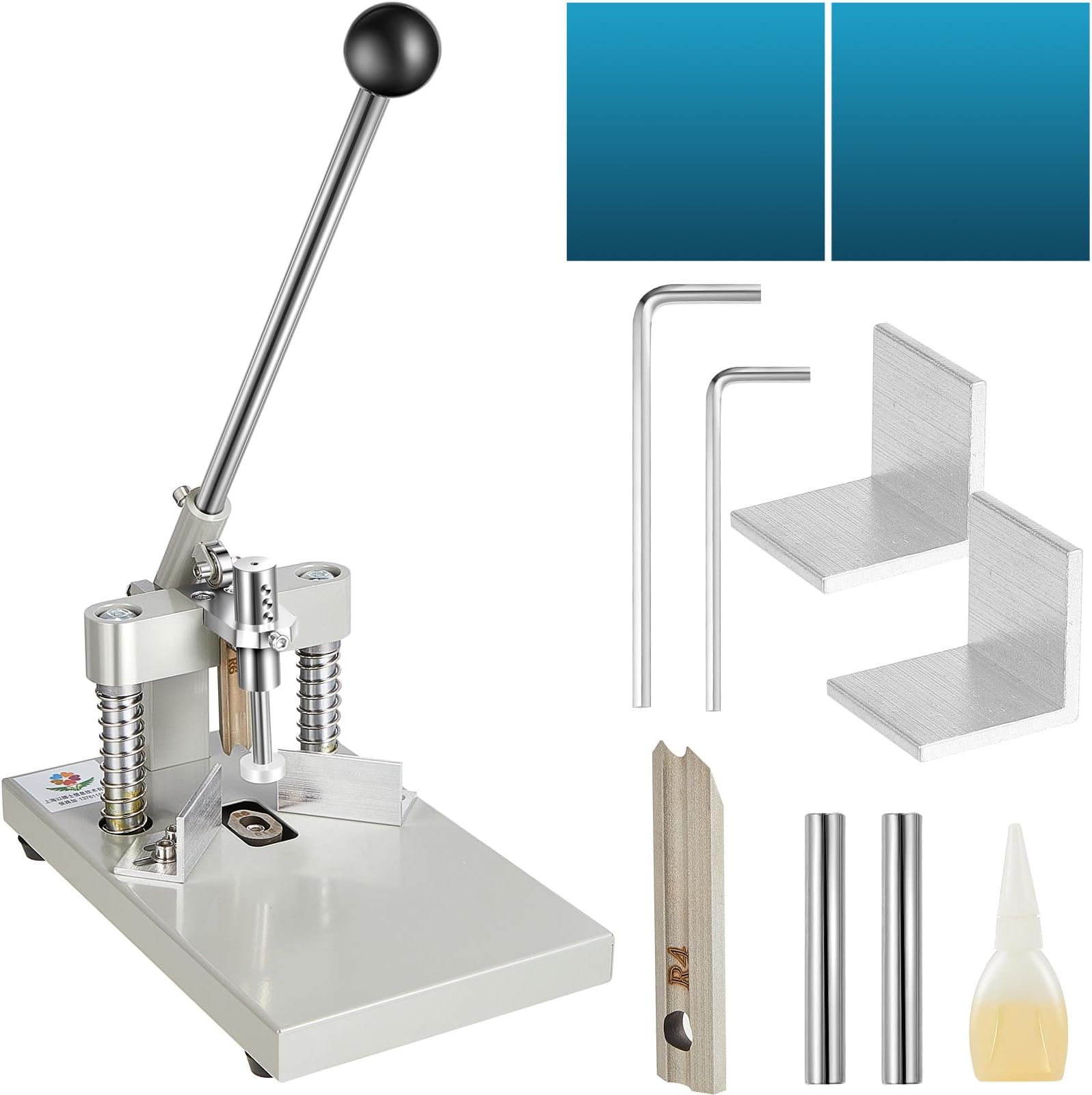 Corner Rounder Paper Punch Cutter Machine Heavy Duty with R6mm R10mm Interchangeable Dies Metal Corner Rounder Punch for Laminate, Office, Business, Heavy Cardstock, Plastic, Aluminum Sheet