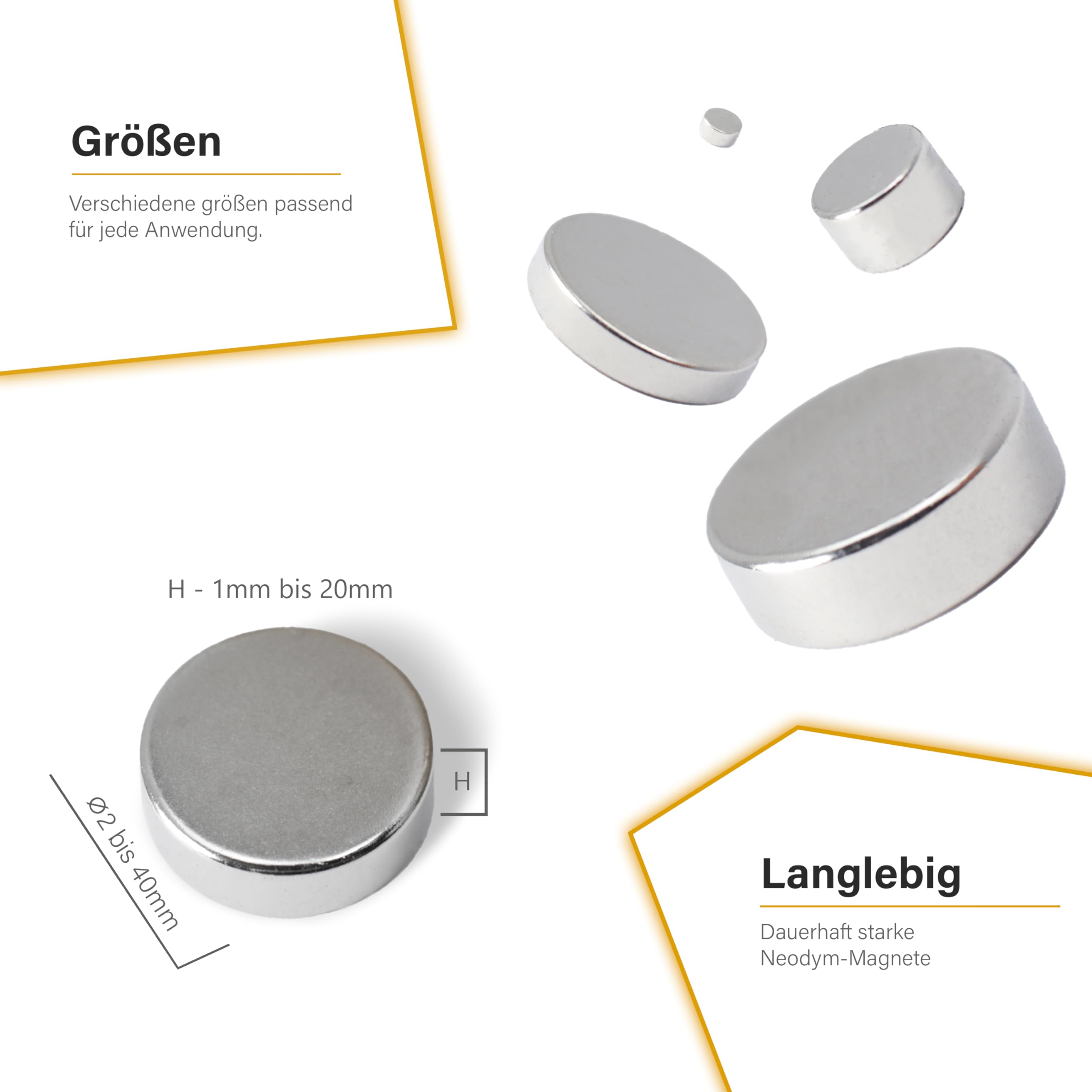 Neodym Magnete ⌀ 15 x 5 mm - 50 Stück Kleine Magnete Scheibenmagnete extra stark rund mini Magnet Magnettafel Pinnwand Kühlschrank Schwarzes Brett Whiteboard Basteln Handwerk Fotos Büro