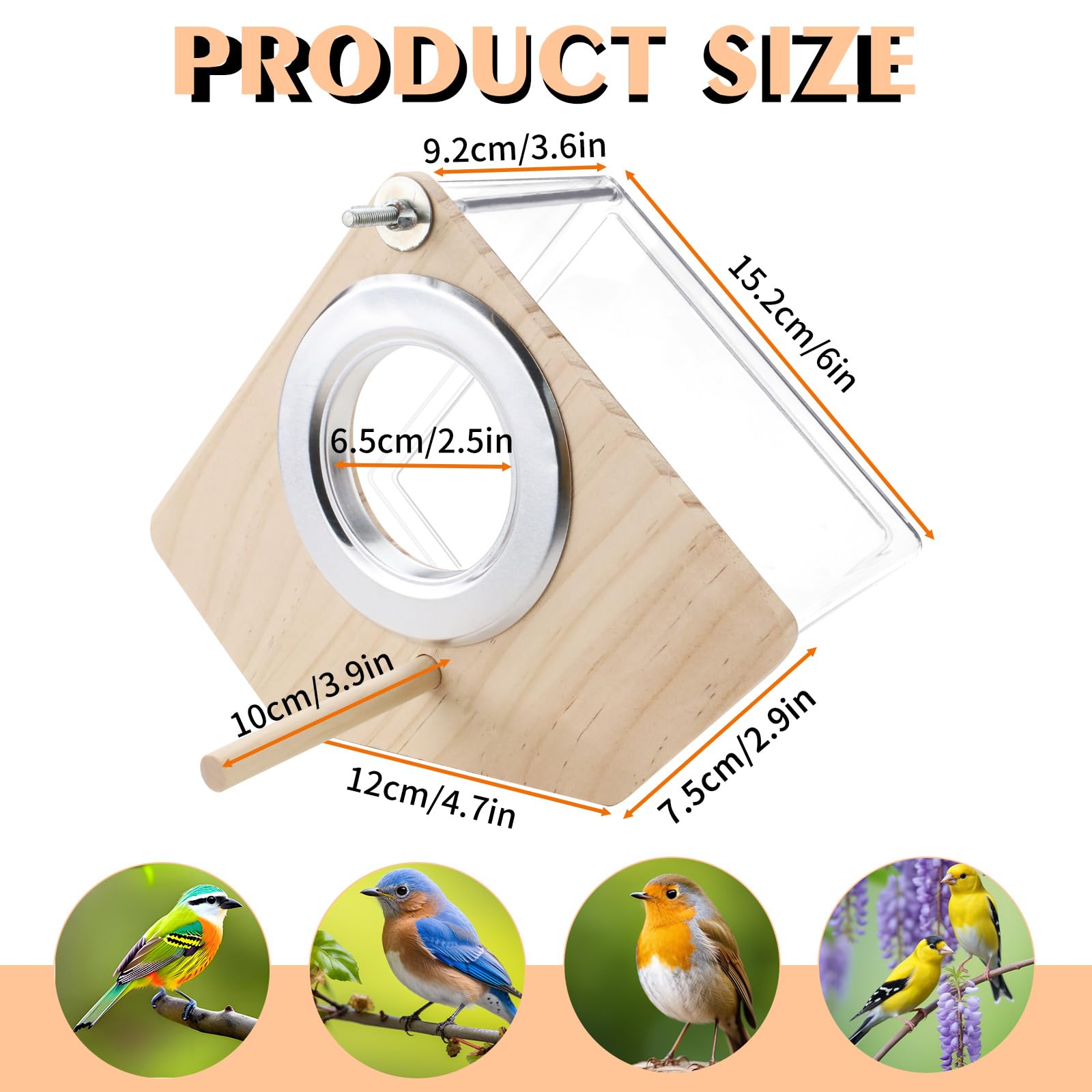 Parakeet Nesting Box for Cage High-Transparent Parakeet Nest, Bird House Cage Accessories with Wood Perch - Image 2