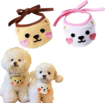 Amazon ペット よだれかけ 犬 猫用 ビブ スタイ かわいい クマ バンダナ 小型犬 中型犬 猫 食事用 お散歩 お出かけ 2枚セット Kingsie バンダナ 通販