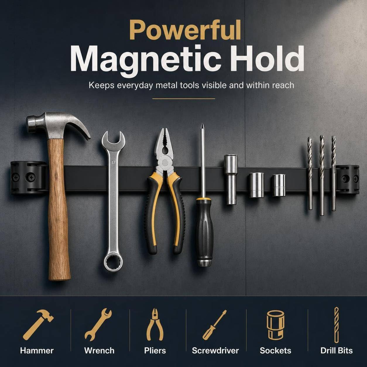 24" Magnetic Tool Holder, 5 Pack PVC-Coated Heavy Duty for Garage — Amazon image 4