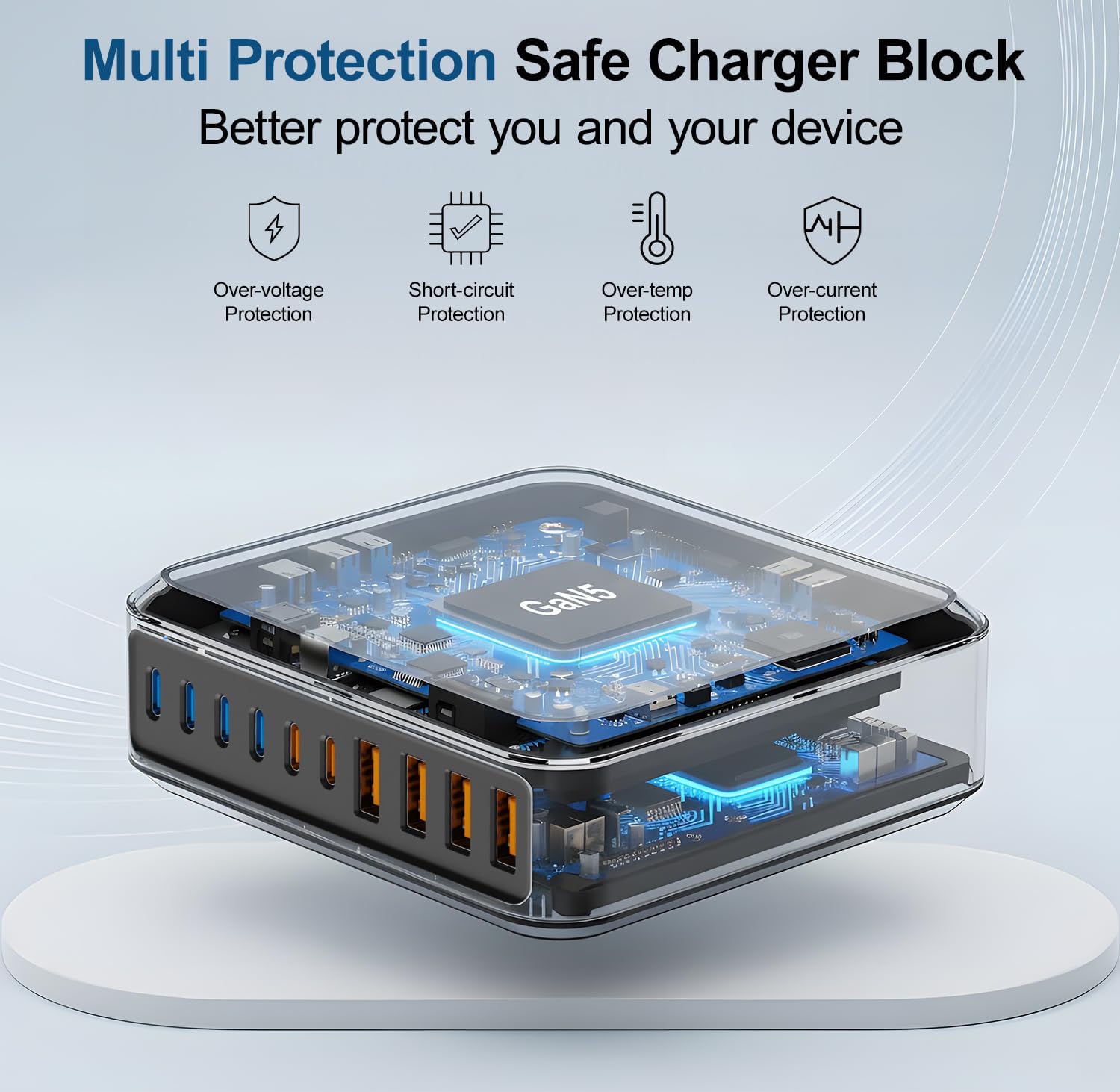 iPhone 17 Charger Fast Charging USB C Charger Block,10 Port USB C Charging Station with 6FT/10FT Cables, 45W Type C Charger for iPhone 17 16 15 Pro Max Plus, Galaxy S25 S24 S23, iPad Pro/Air, Tablet