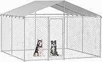 Vista 1 de Perrera para perros de 10 x 10 pies, recinto resistente para perros exteriores con cubierta impermeable y cerradura de seguridad para perros grandes