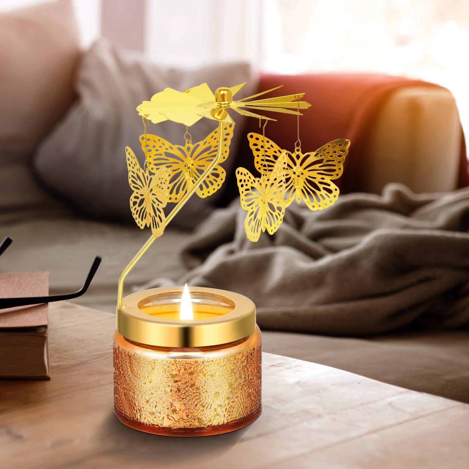 Juego de velas perfumadas de regalo para cumpleaños (velas aromáticas de mariposa amarillas)