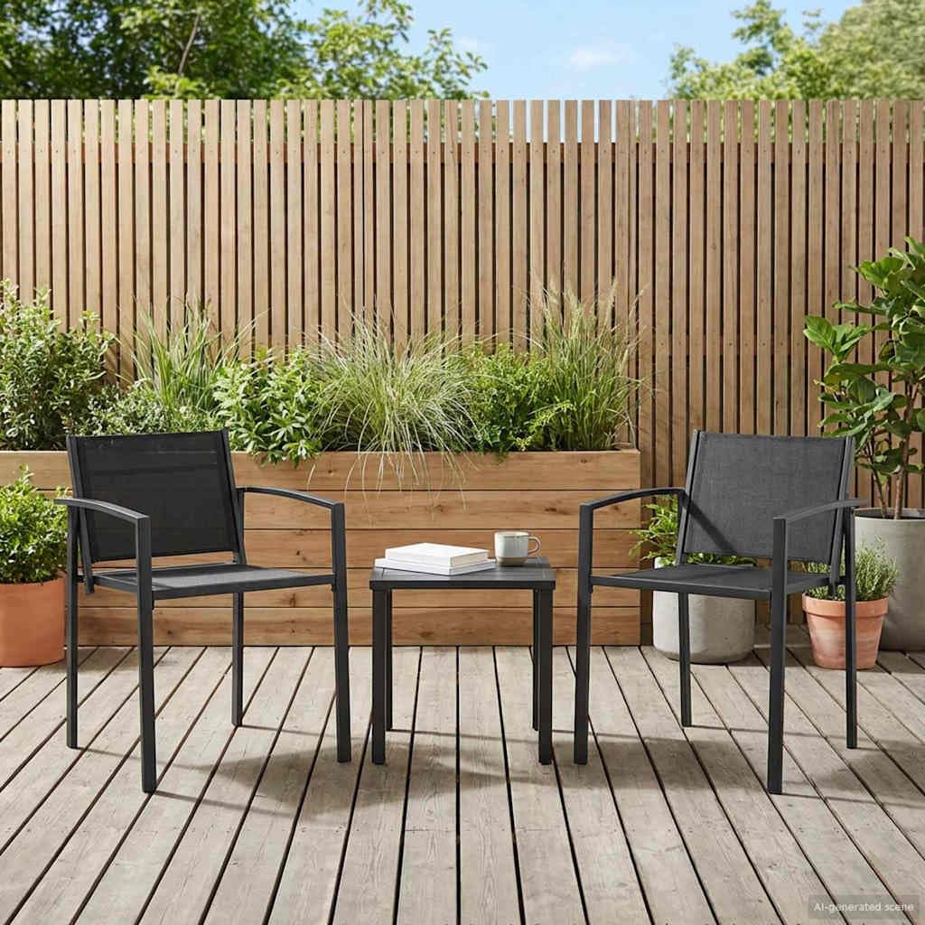 Chaise de jardin en textilène lot de 2 fauteuils extérieurs avec accoudoirs