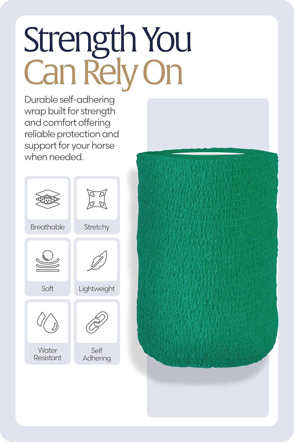 Equinavia 20 Pack Self Adhesive 4 Inch Vet Wraps with Easy-Dispenser Case | Bandages for Horses, Pets, Sports, Tattoo - Black - 20 x 5 yd - Green - 20 x 5 yd