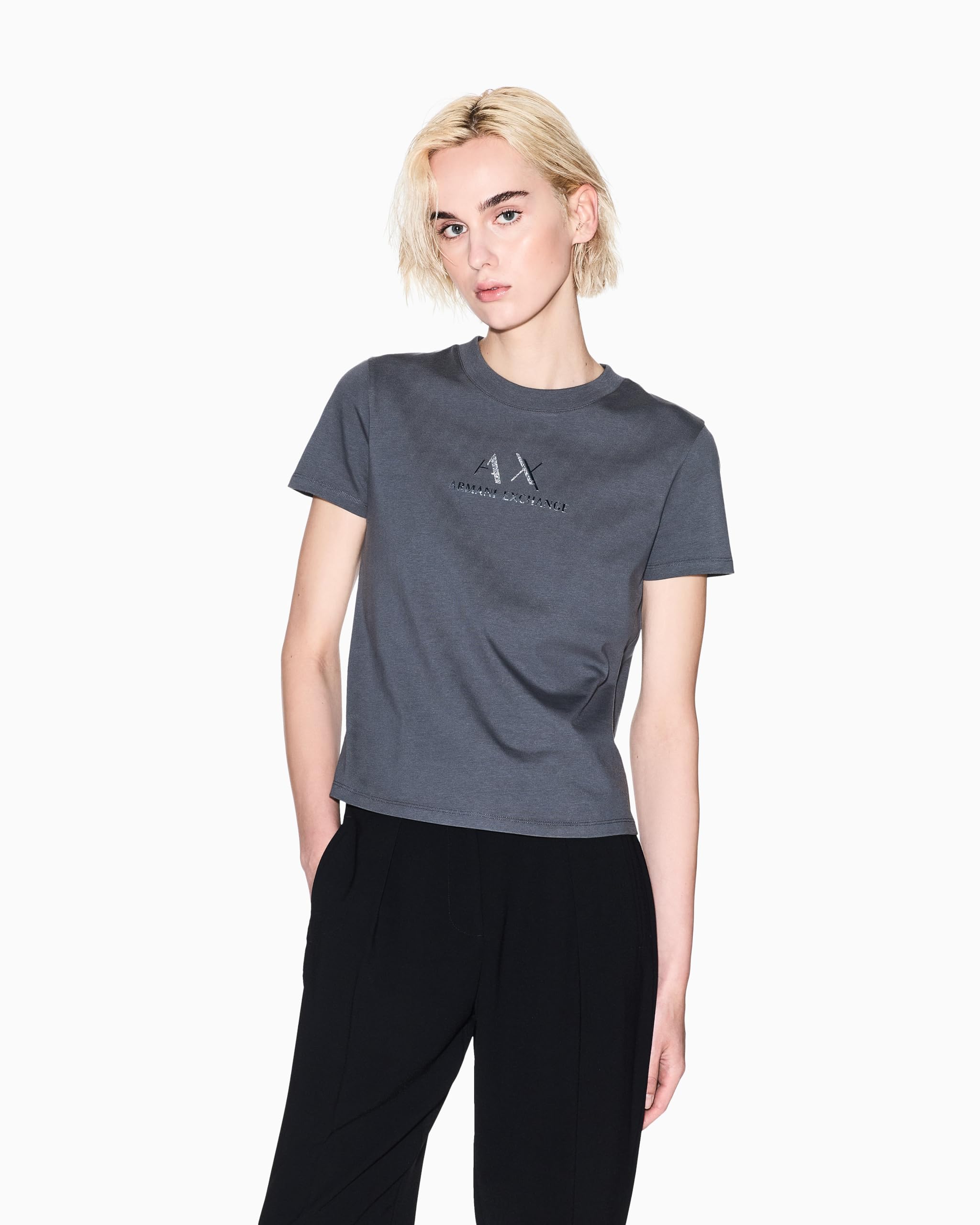 Armani Exchange Damen V-Neck Small Chest Logo Tee T-Shirt