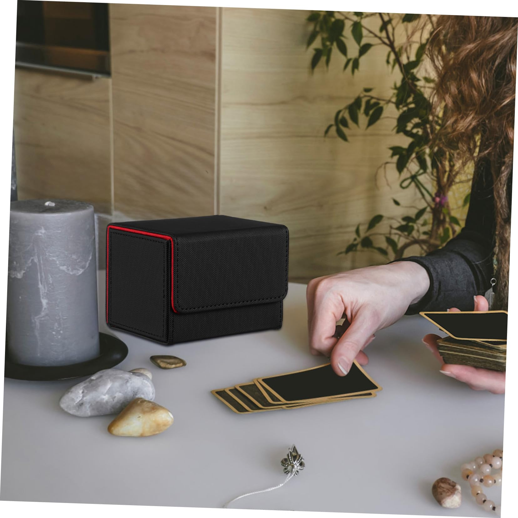 Caja Organizadora de Tarjetas para Barajas de Cartas Negra y Roja, Estuche Compacto para Almacenamiento Protegido, Soporte Ligero para Cartas de Juego, Adecuado Coleccionistas
