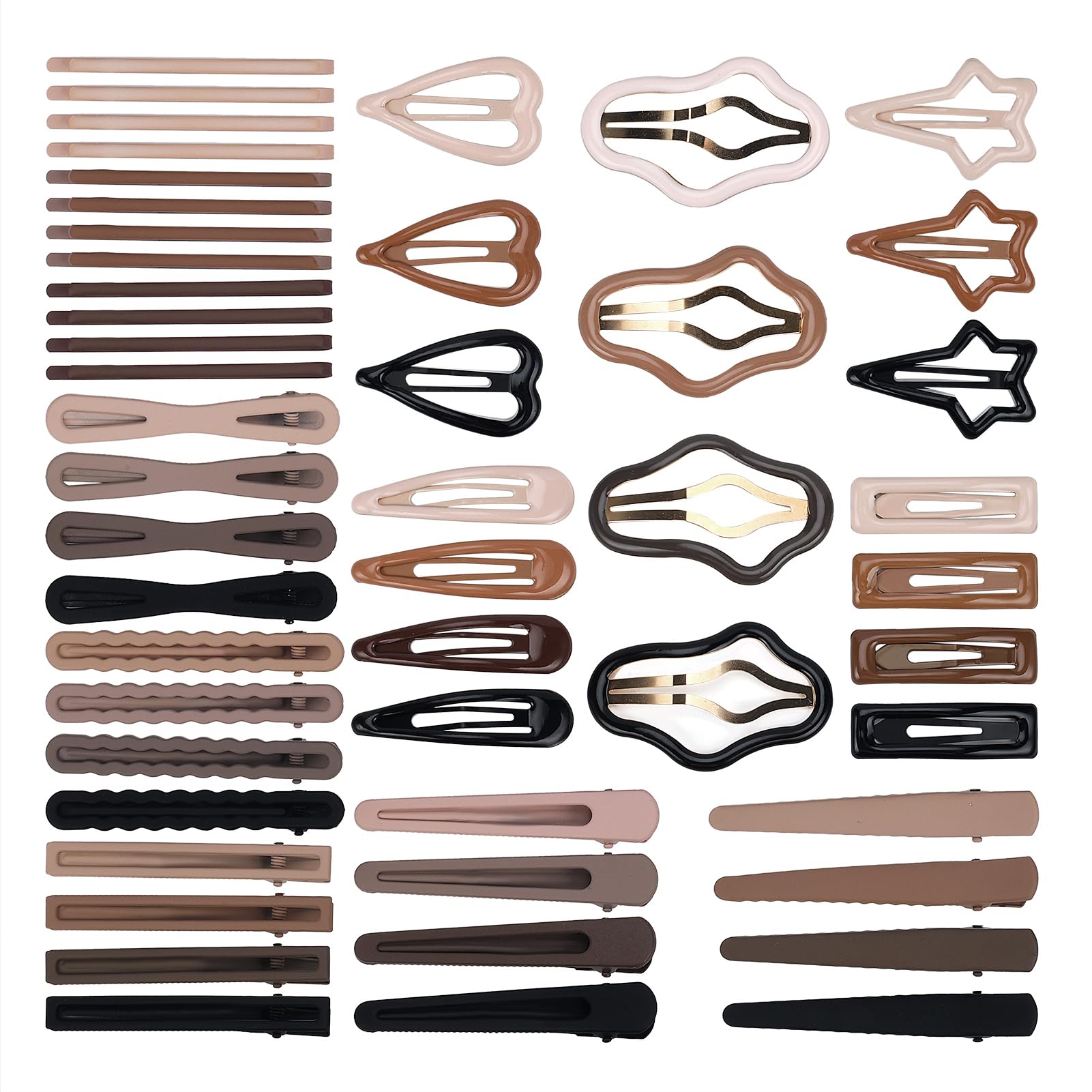 Hair Clips Barrettes for Women 50Pcs Snap Duck Bill Clips for Hair Large Matte Hair Clips for Styling Snap Barrettes for Women Girls Metal Snap Hair Clips Cute Hair Accessories for Thick Thin Hair