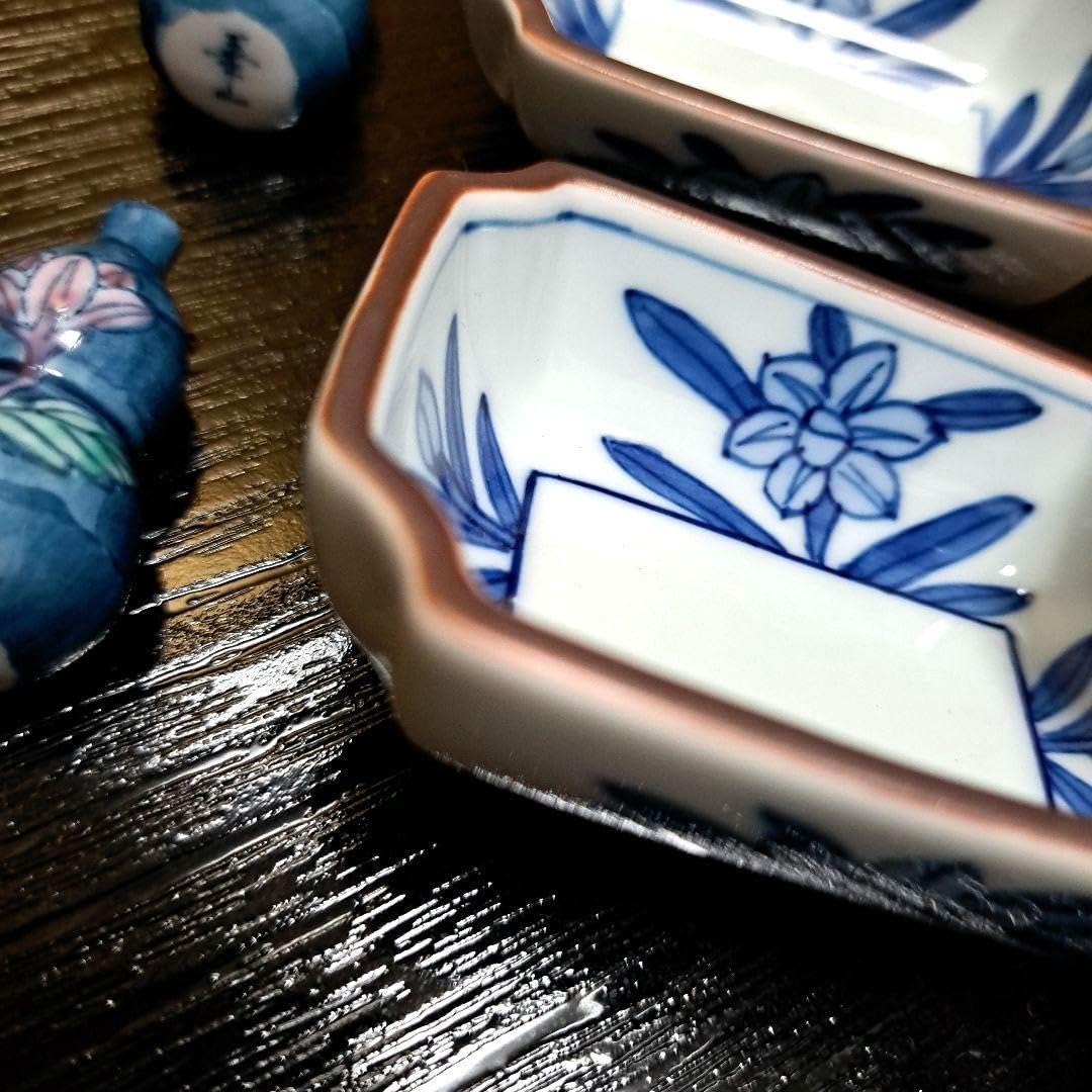 Amazon.co.jp: 有田焼 小鉢 箸置き セット 染付 千代口 醤油皿 華山萬